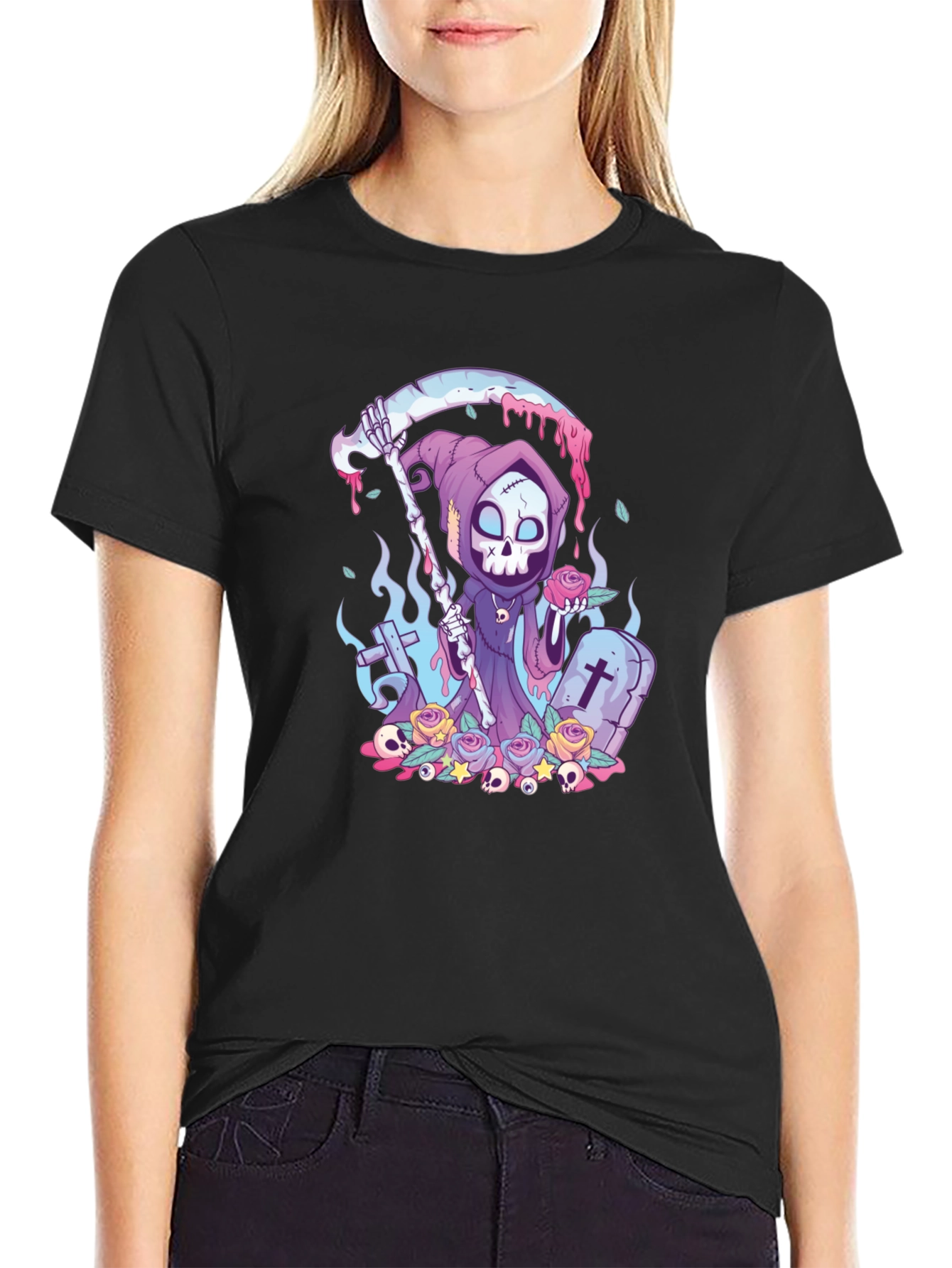 Grim Reaper Graphic Tee - Cartoon Death T-Shirt