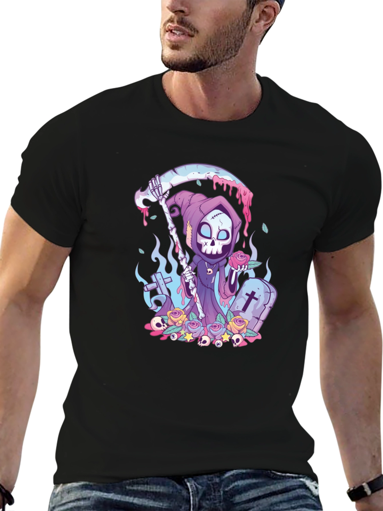 Grim Reaper Graphic Tee - Cartoon Death T-Shirt