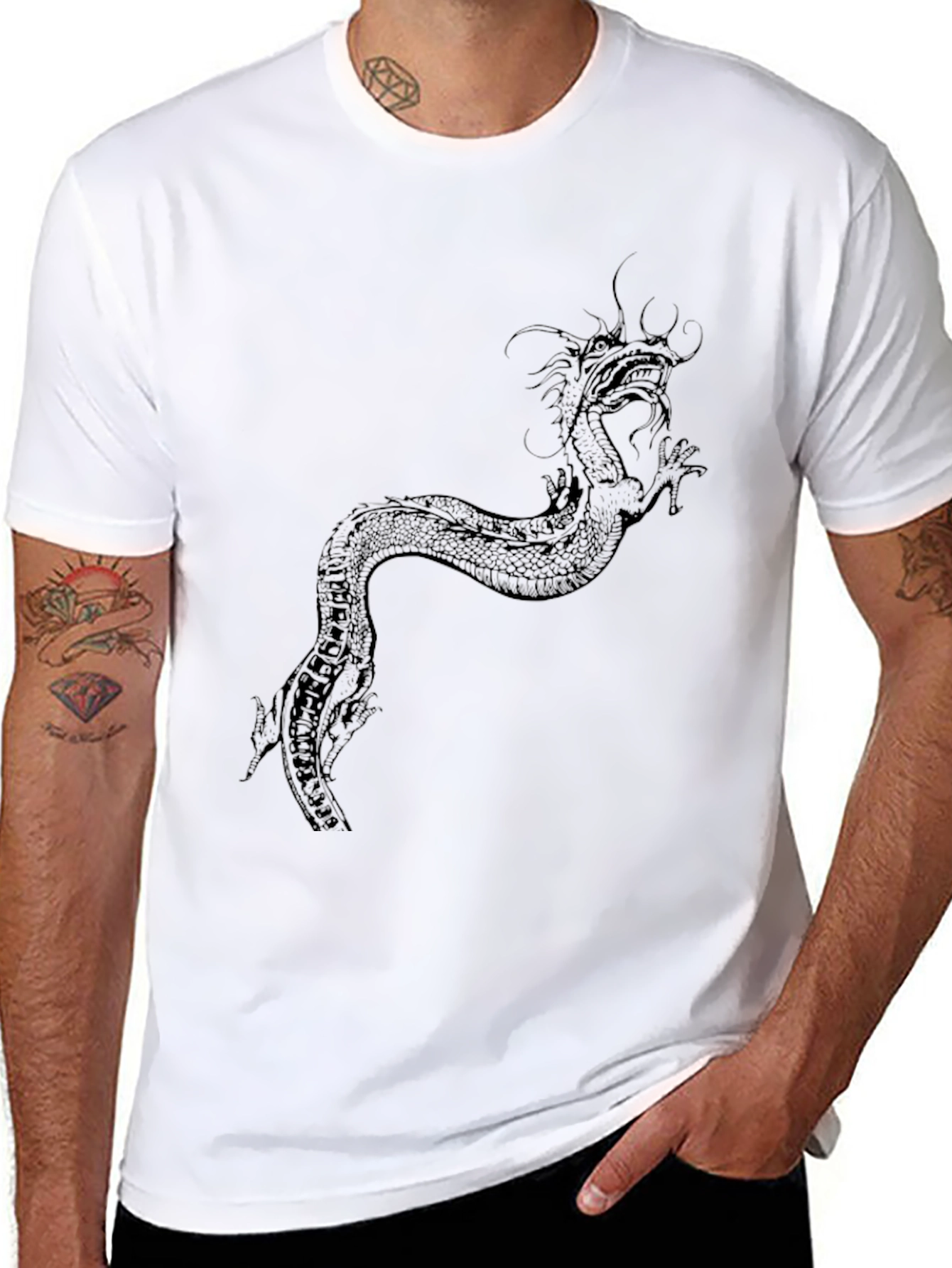 Black Dragon Graphic Tee - Mens Casual T-Shirt