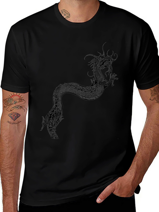 Black Dragon Graphic Tee - Mens Casual T-Shirt