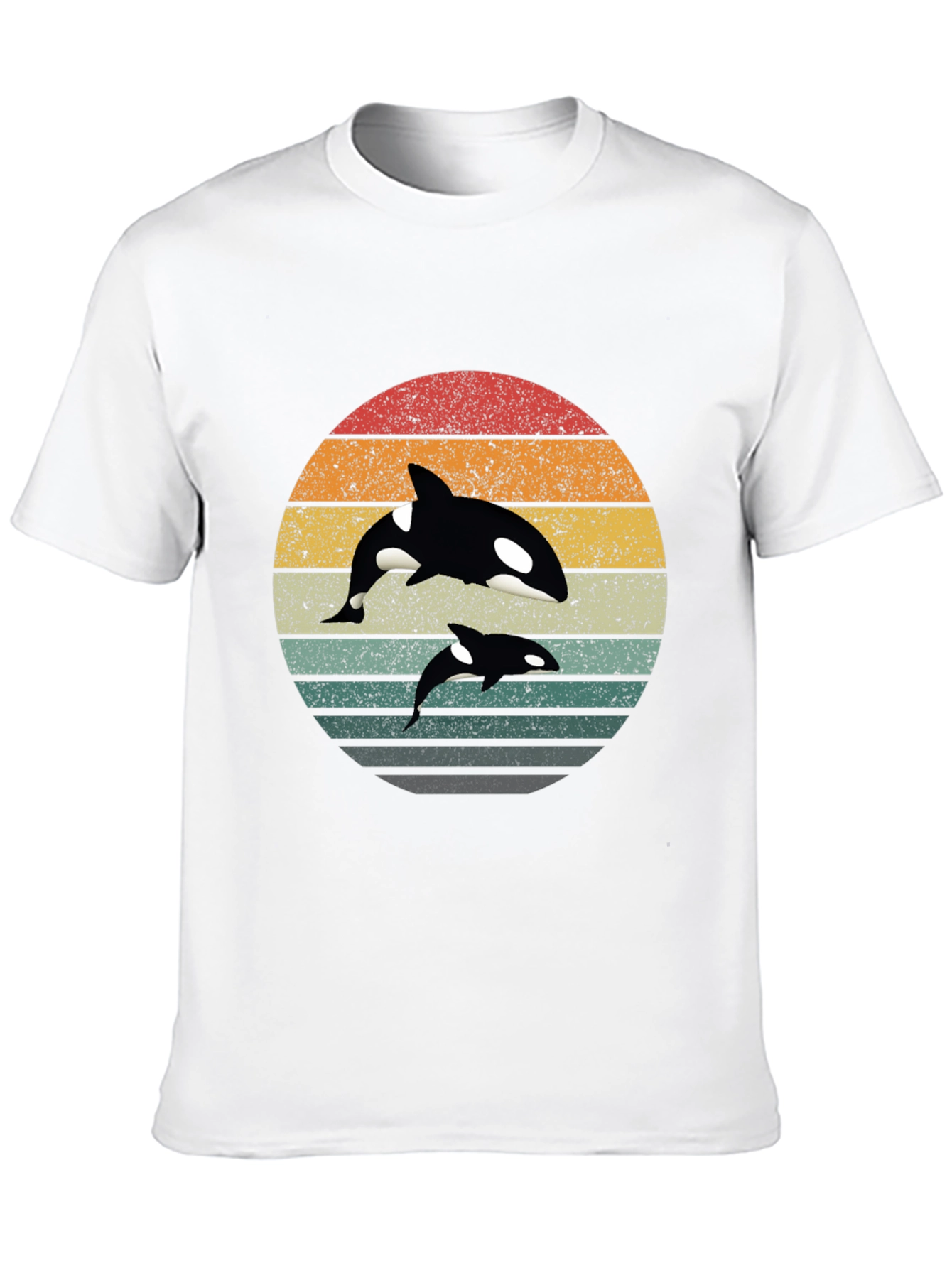 Retro Orca Whale Graphic Tee - Black