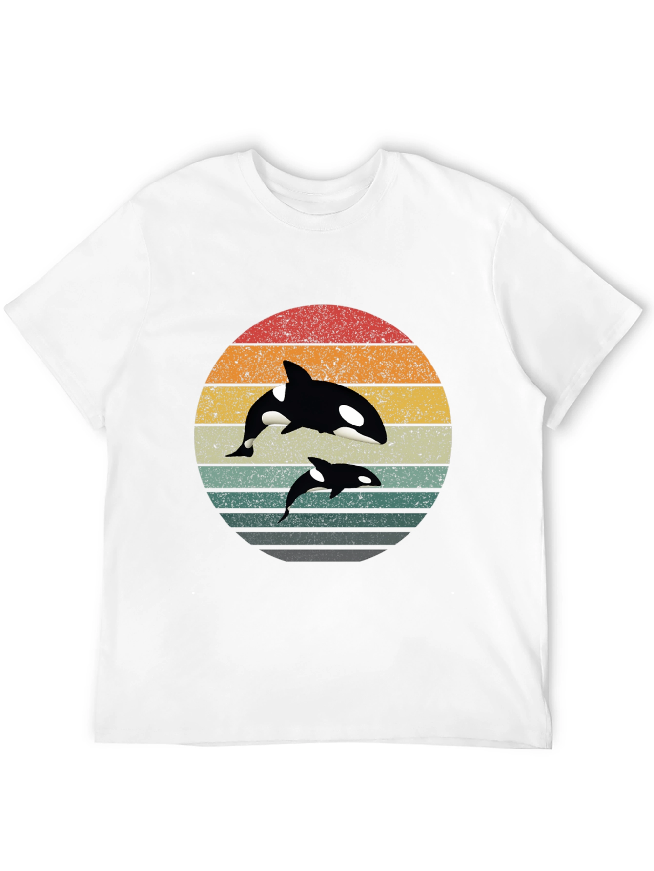 Retro Orca Whale Graphic Tee - Black