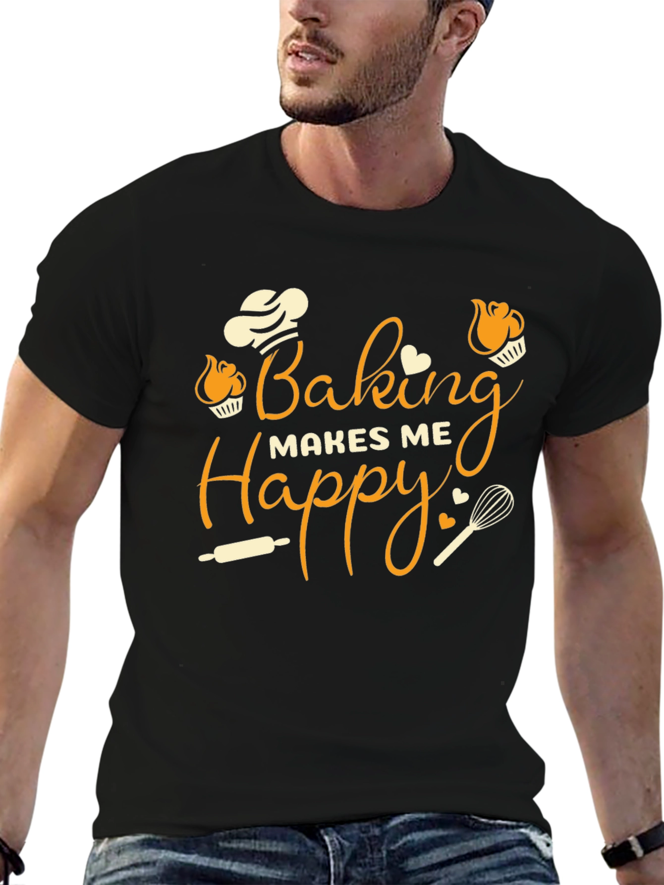Baking Makes Me Happy Graphic T-Shirt