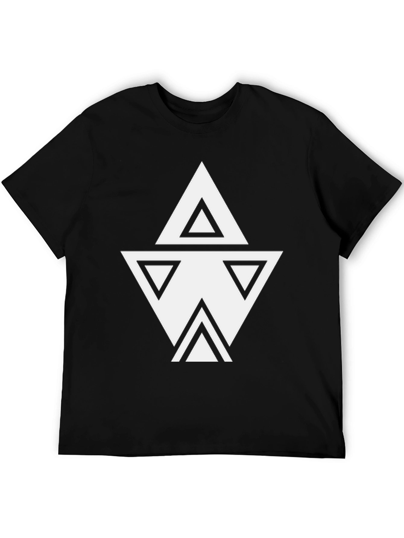 Geometric Triangle Design Black T-Shirt