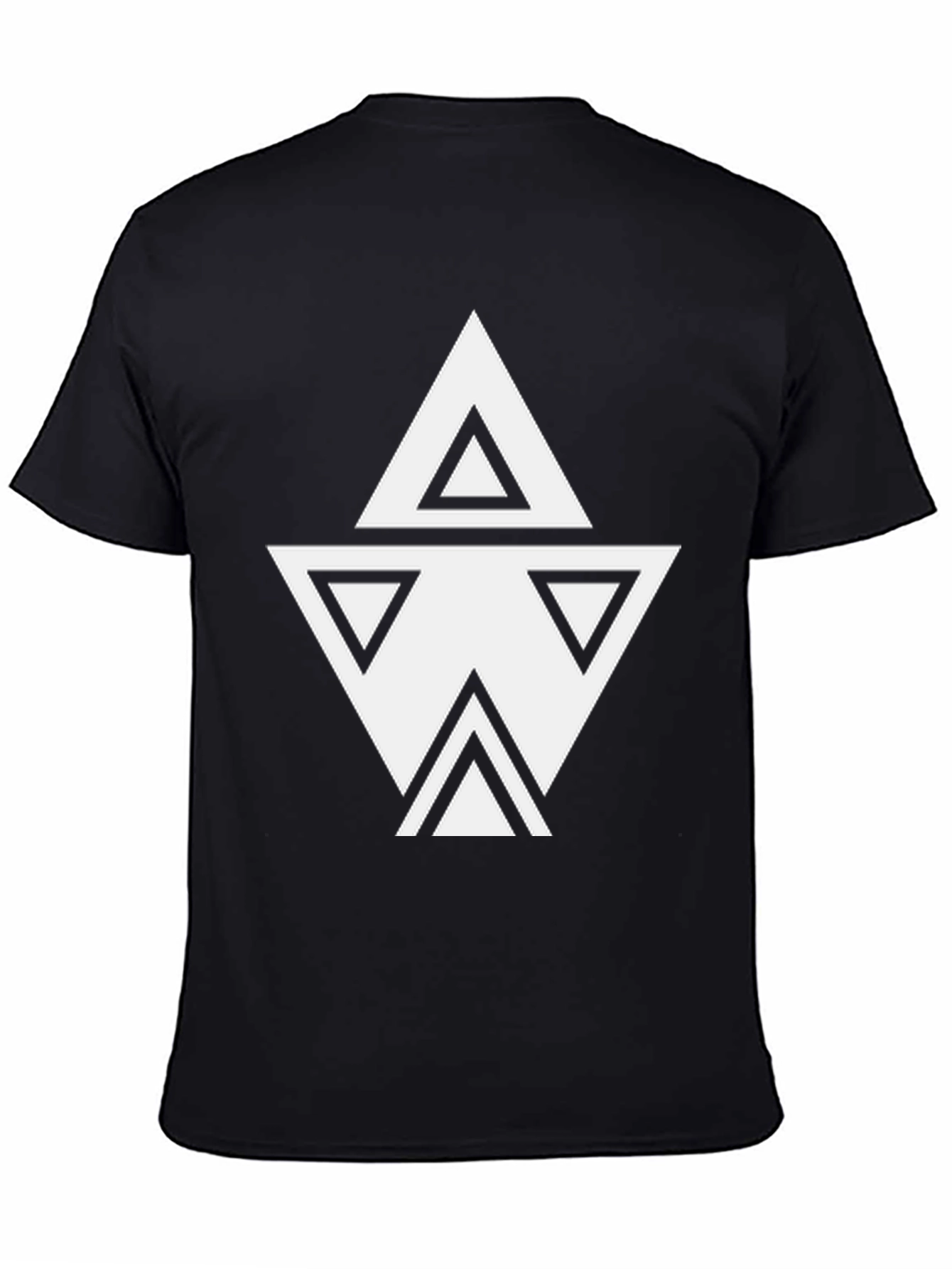 Geometric Triangle Design Black T-Shirt