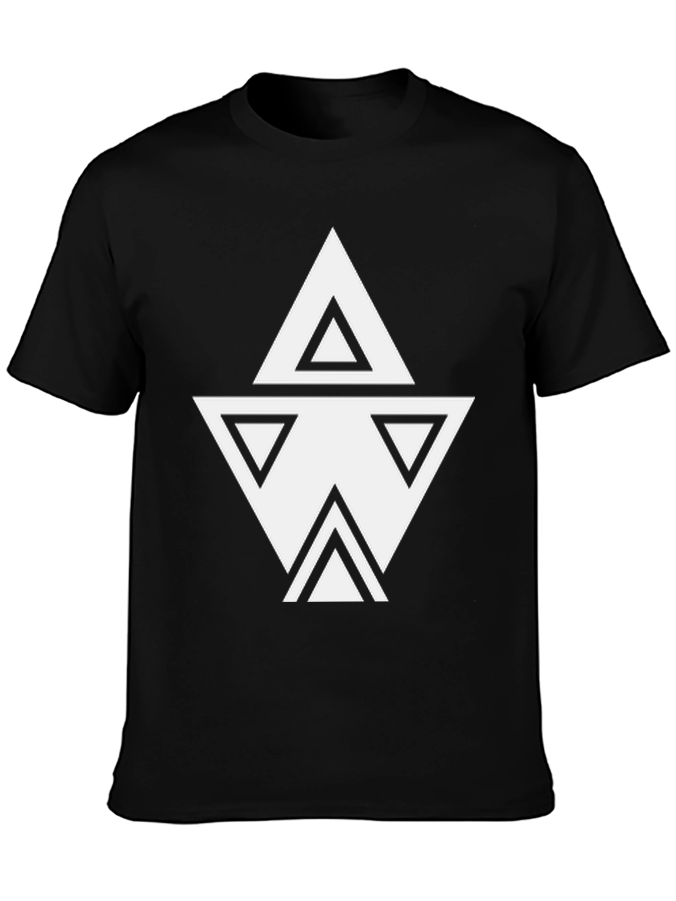 Geometric Triangle Design Black T-Shirt