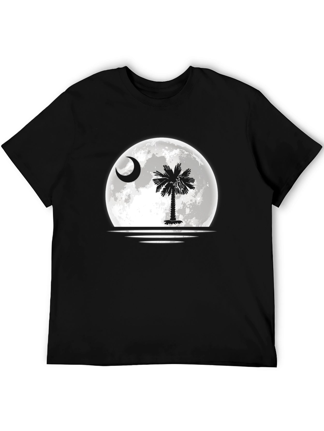 South Carolina Moon Palm Tree Black T-Shirt