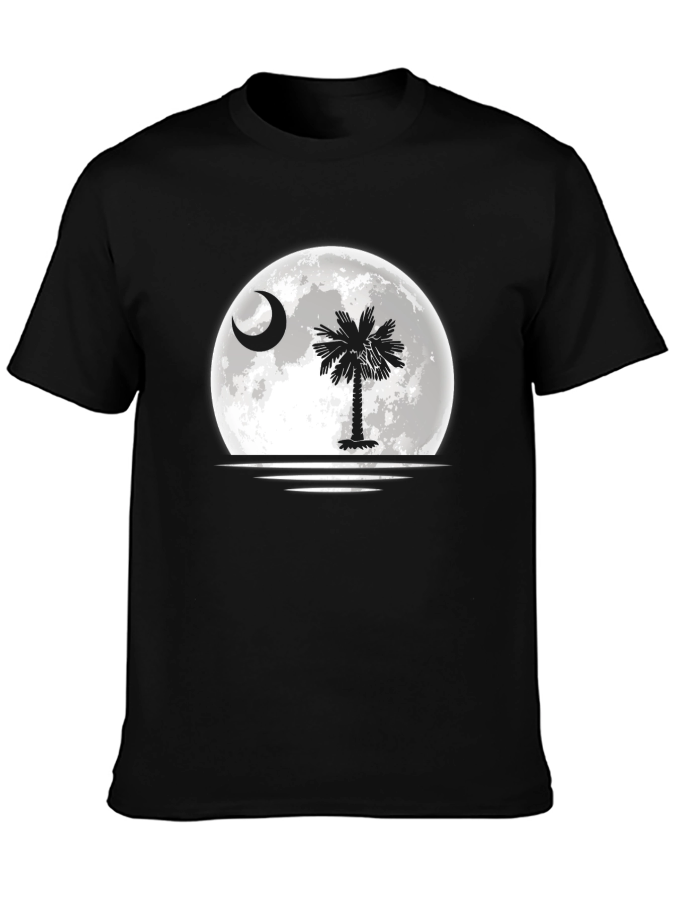 South Carolina Moon Palm Tree Black T-Shirt