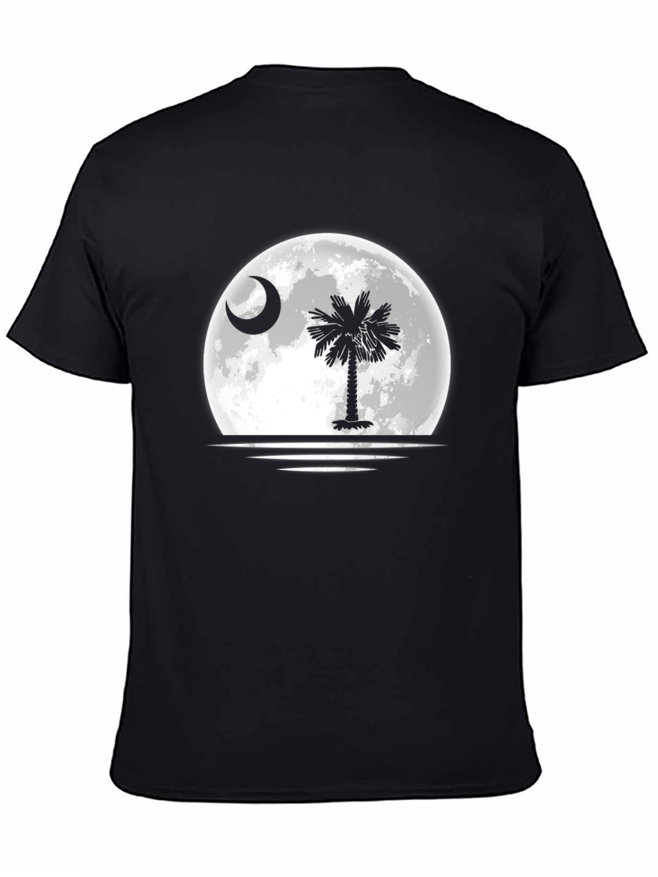 South Carolina Moon Palm Tree Black T-Shirt