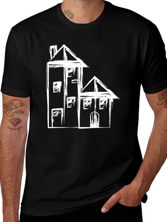Abstract House Graphic Black Tee