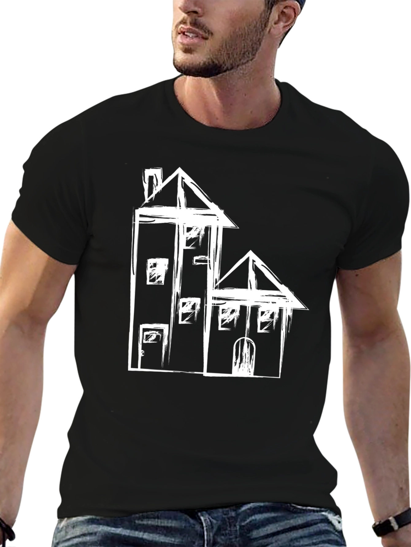Abstract House Graphic Black Tee