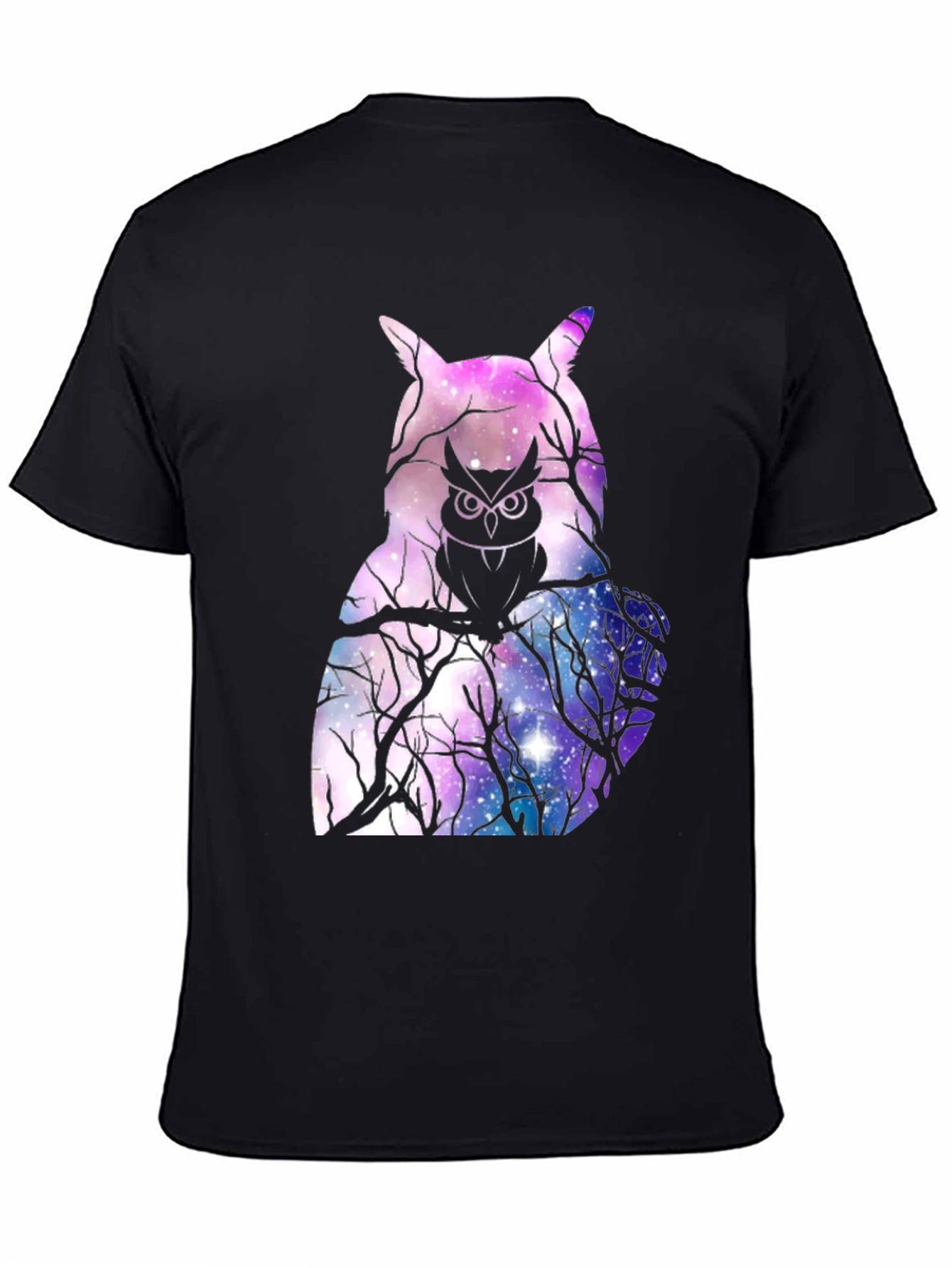Cosmic Owl Graphic T-Shirt - Galaxy Print Mens Tee