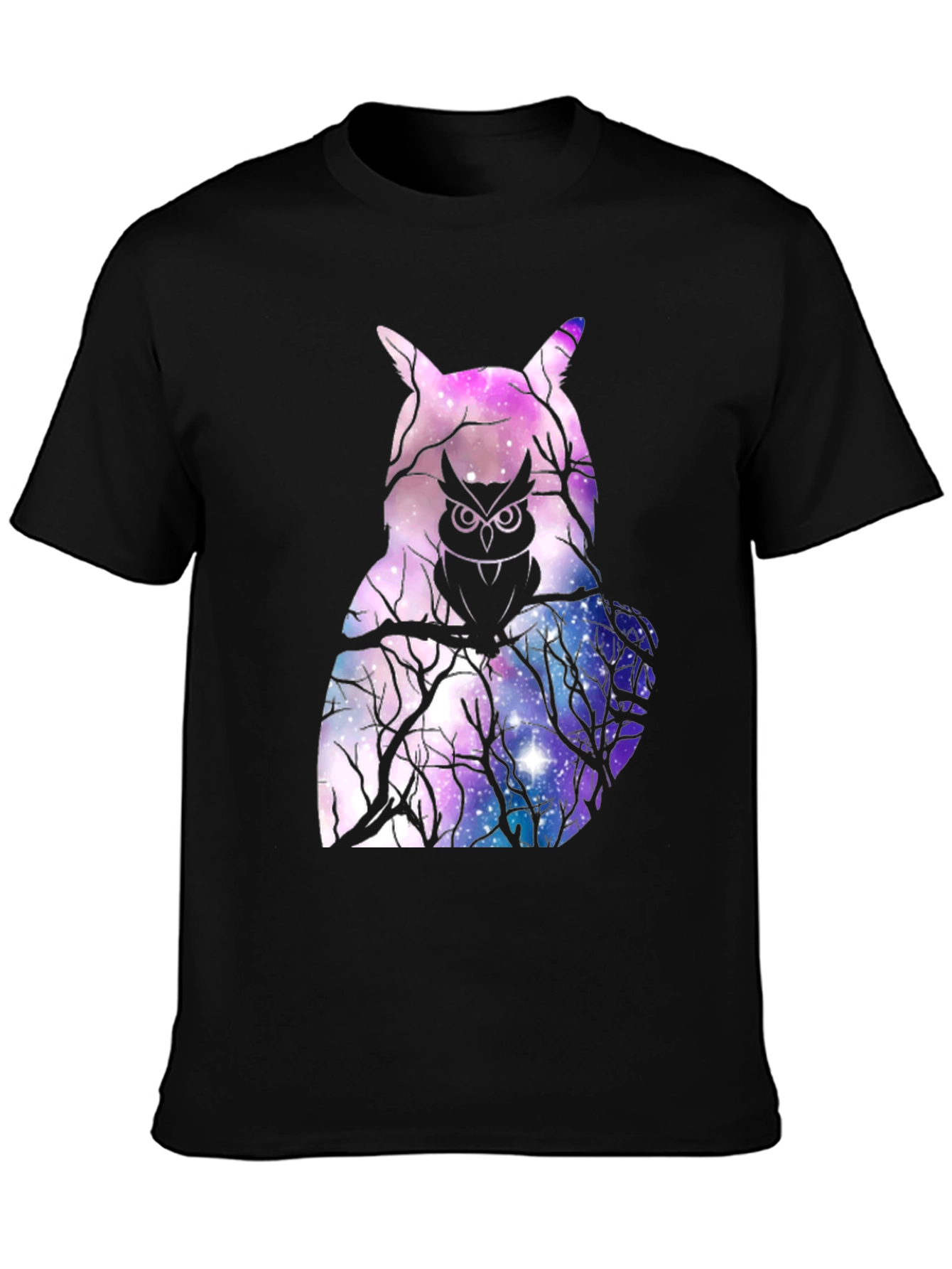 Cosmic Owl Graphic T-Shirt - Galaxy Print Mens Tee