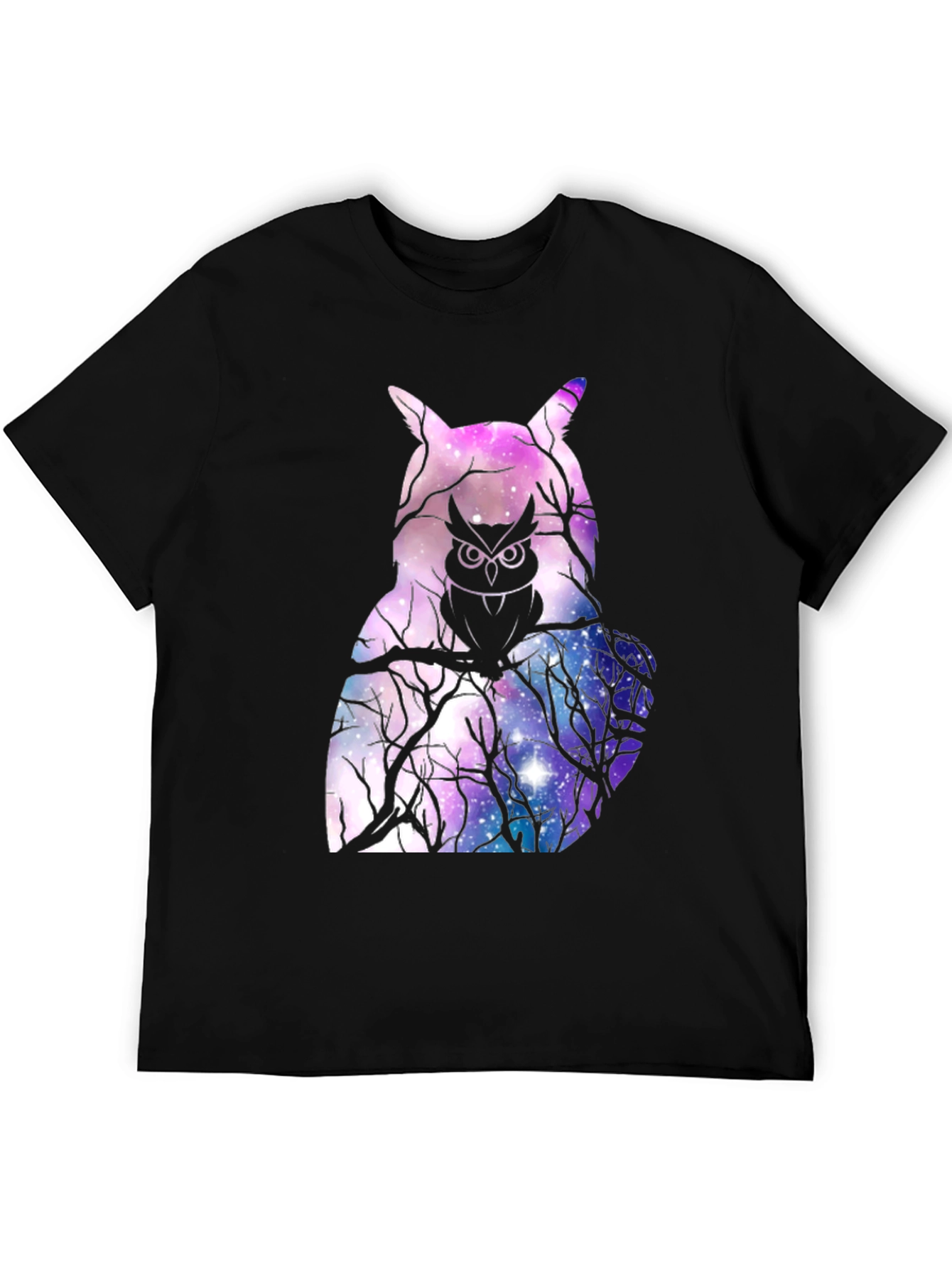 Cosmic Owl Graphic T-Shirt - Galaxy Print Mens Tee