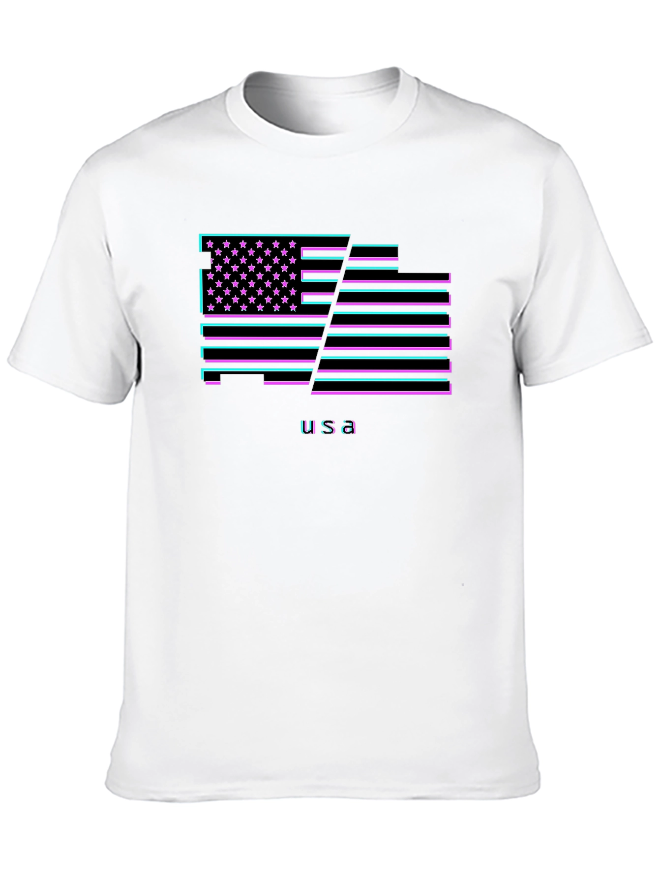 USA Flag Neon Graphic T-Shirt