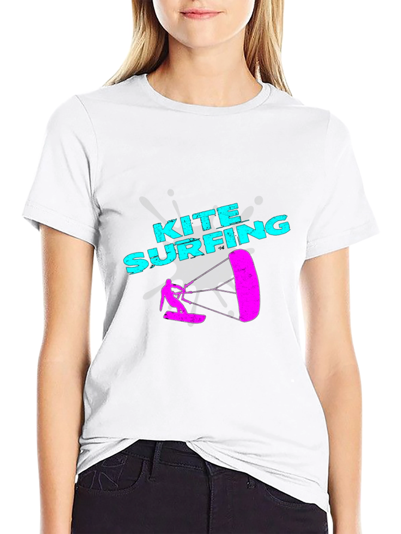 Kite Surfing Graphic Tee - Sporty Black T-Shirt