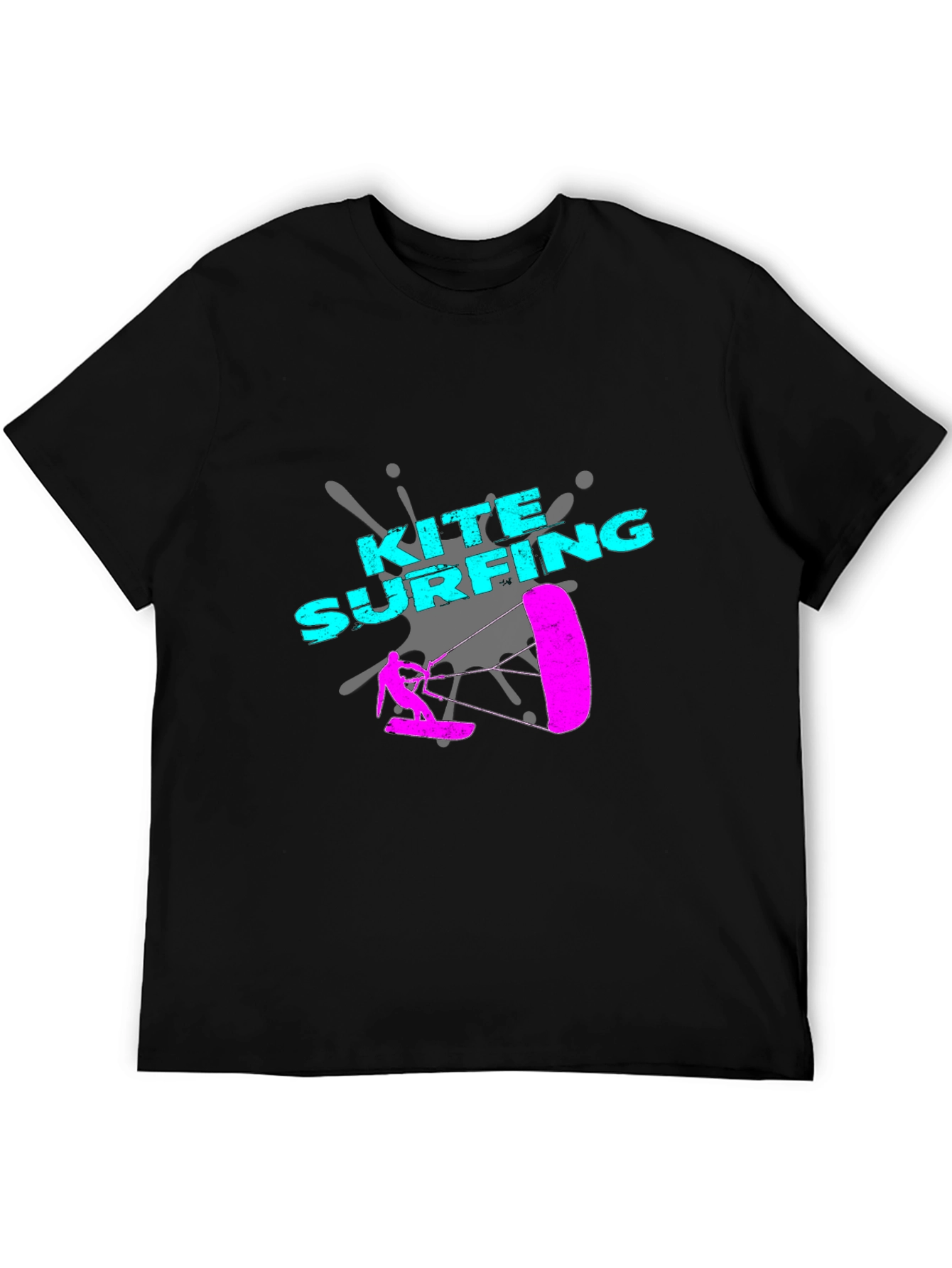 Kite Surfing Graphic Tee - Sporty Black T-Shirt