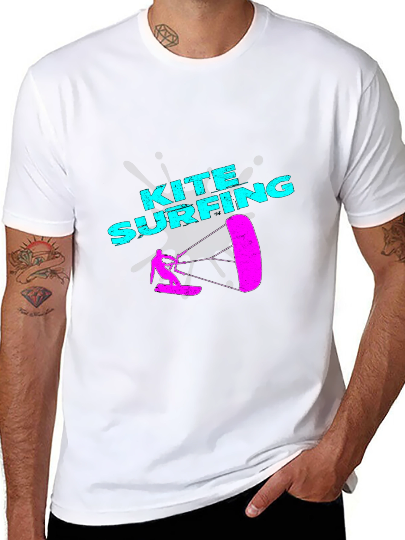 Kite Surfing Graphic Tee - Sporty Black T-Shirt