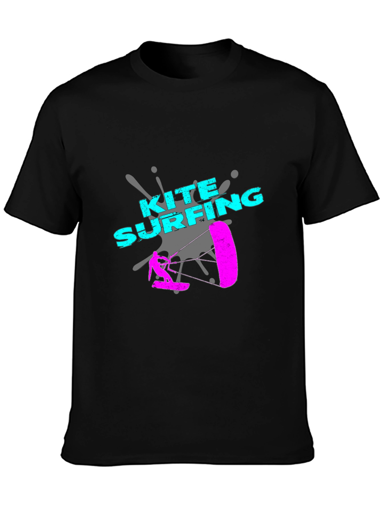 Kite Surfing Graphic Tee - Sporty Black T-Shirt