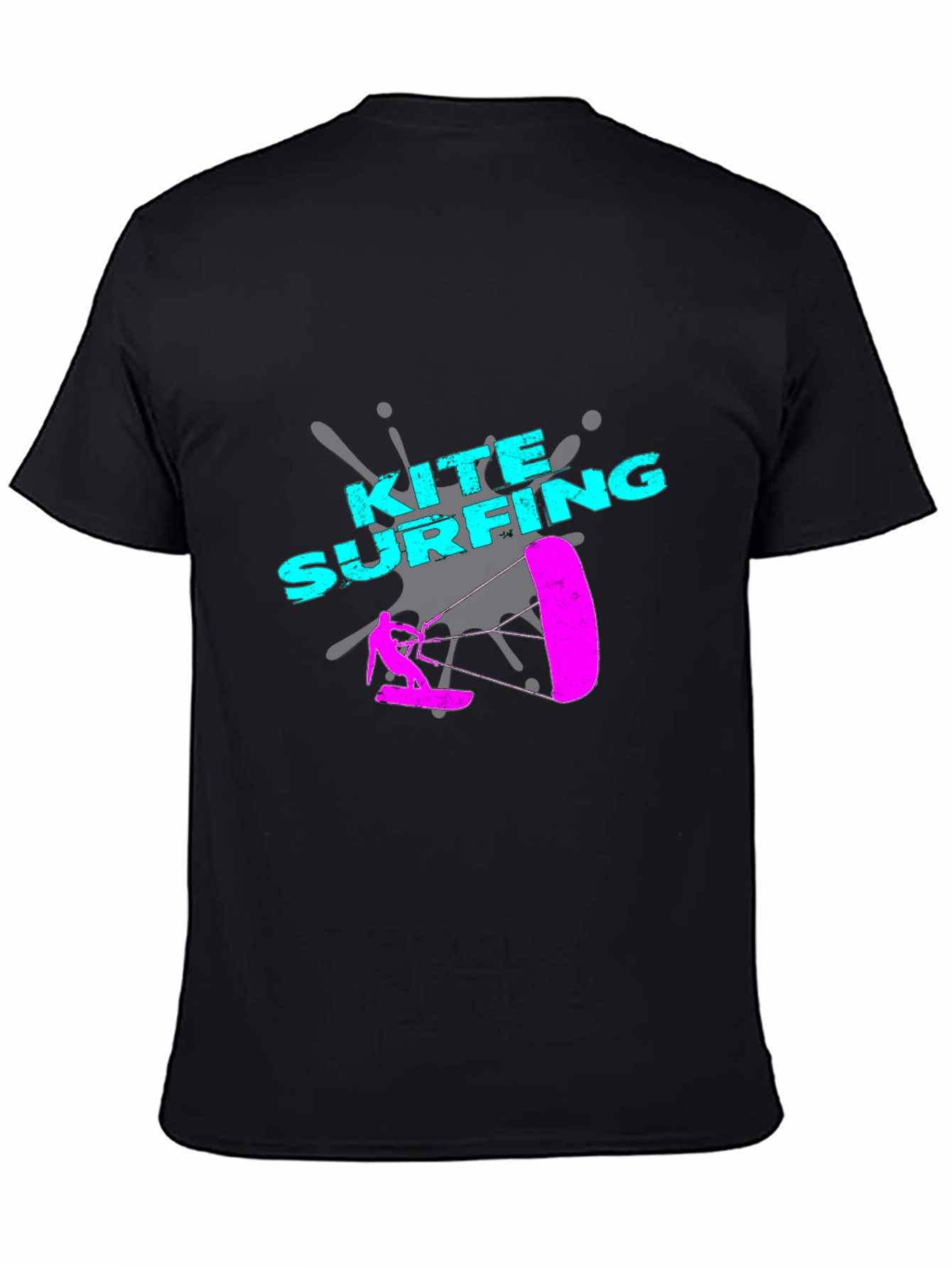 Kite Surfing Graphic Tee - Sporty Black T-Shirt