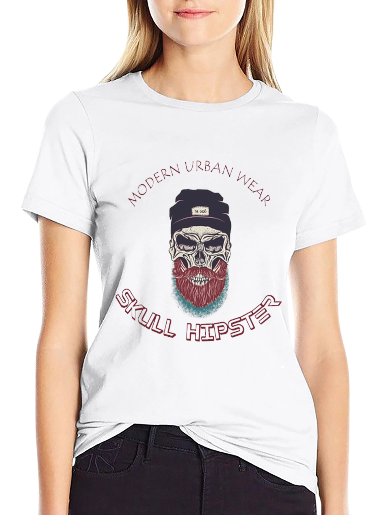 Modern Urban Wear Skull Hipster Black T-Shirt