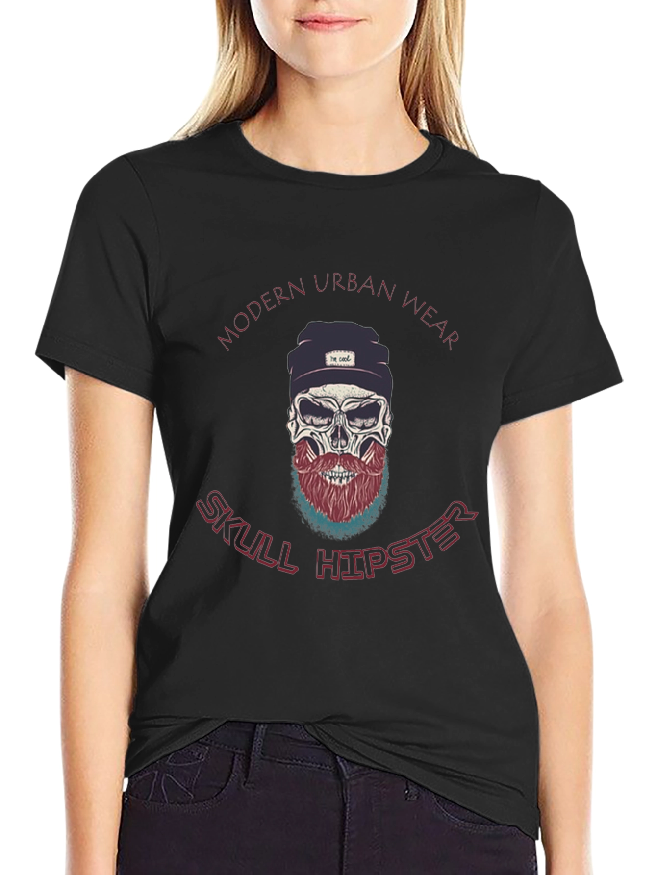 Modern Urban Wear Skull Hipster Black T-Shirt