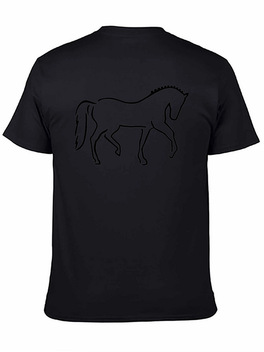 Black Horse Outline Graphic Tee - Equestrian Style