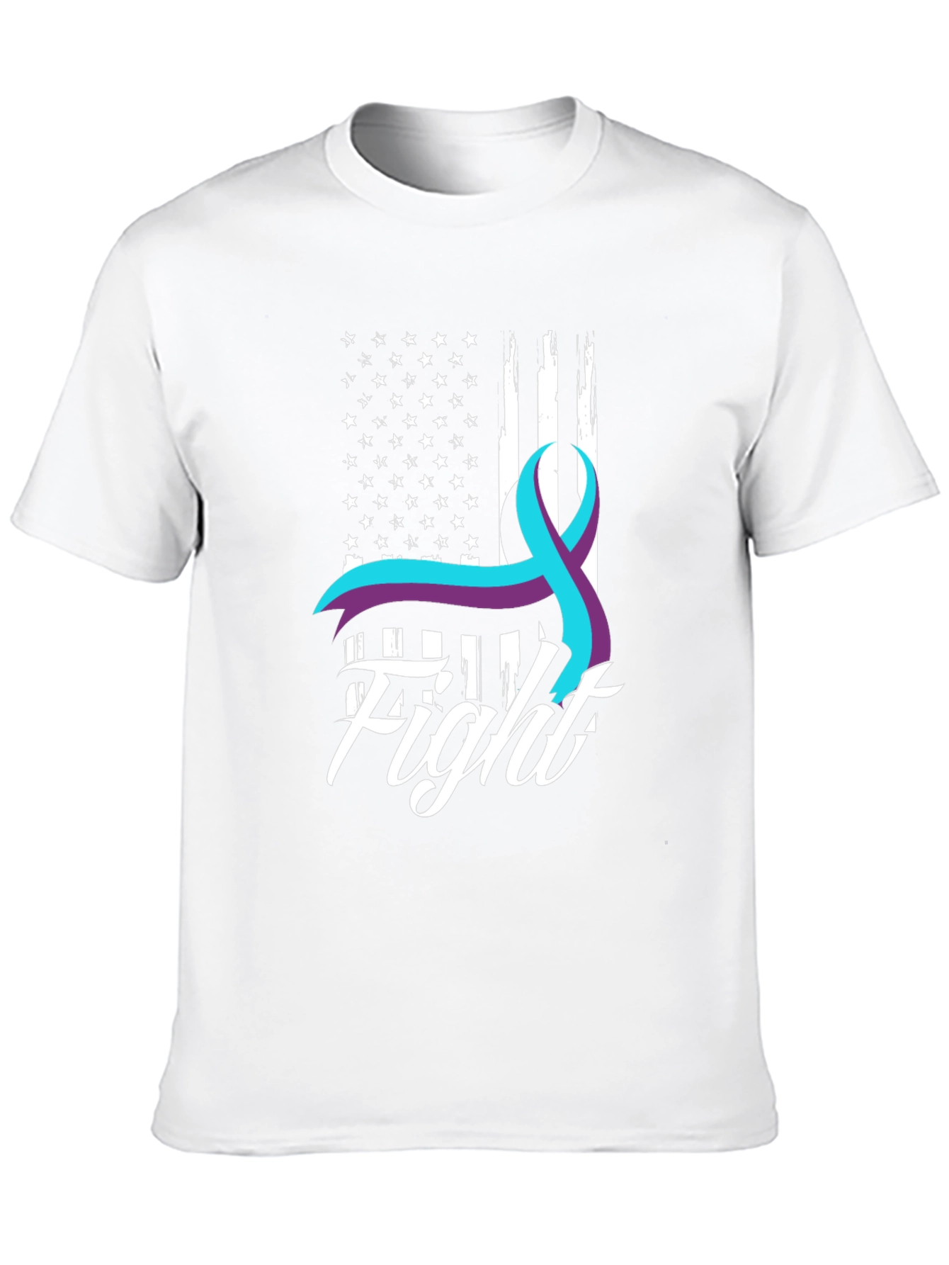 Fight T-Shirt Suicide Prevention Awareness Ribbon USA Flag