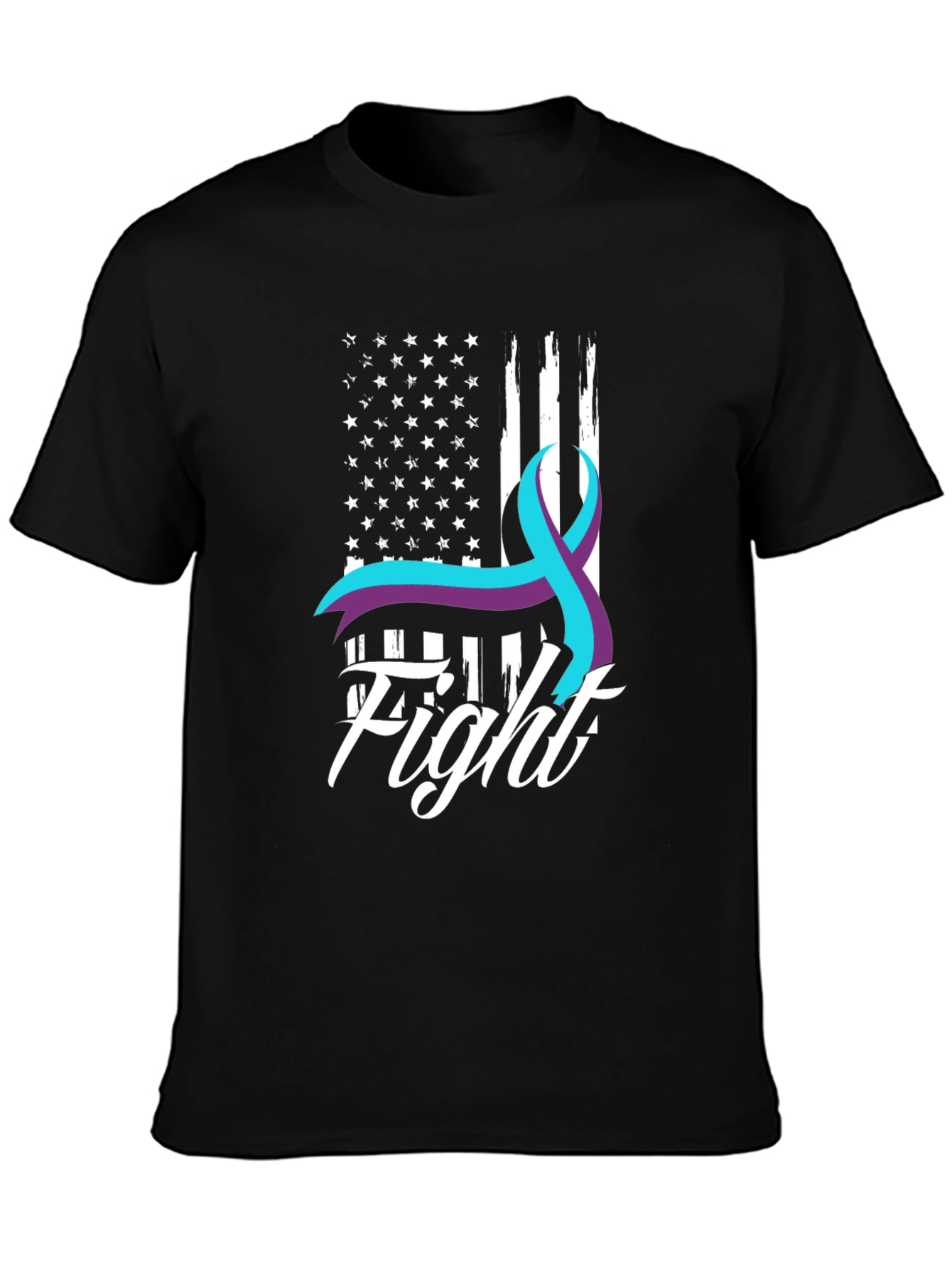 Fight T-Shirt Suicide Prevention Awareness Ribbon USA Flag