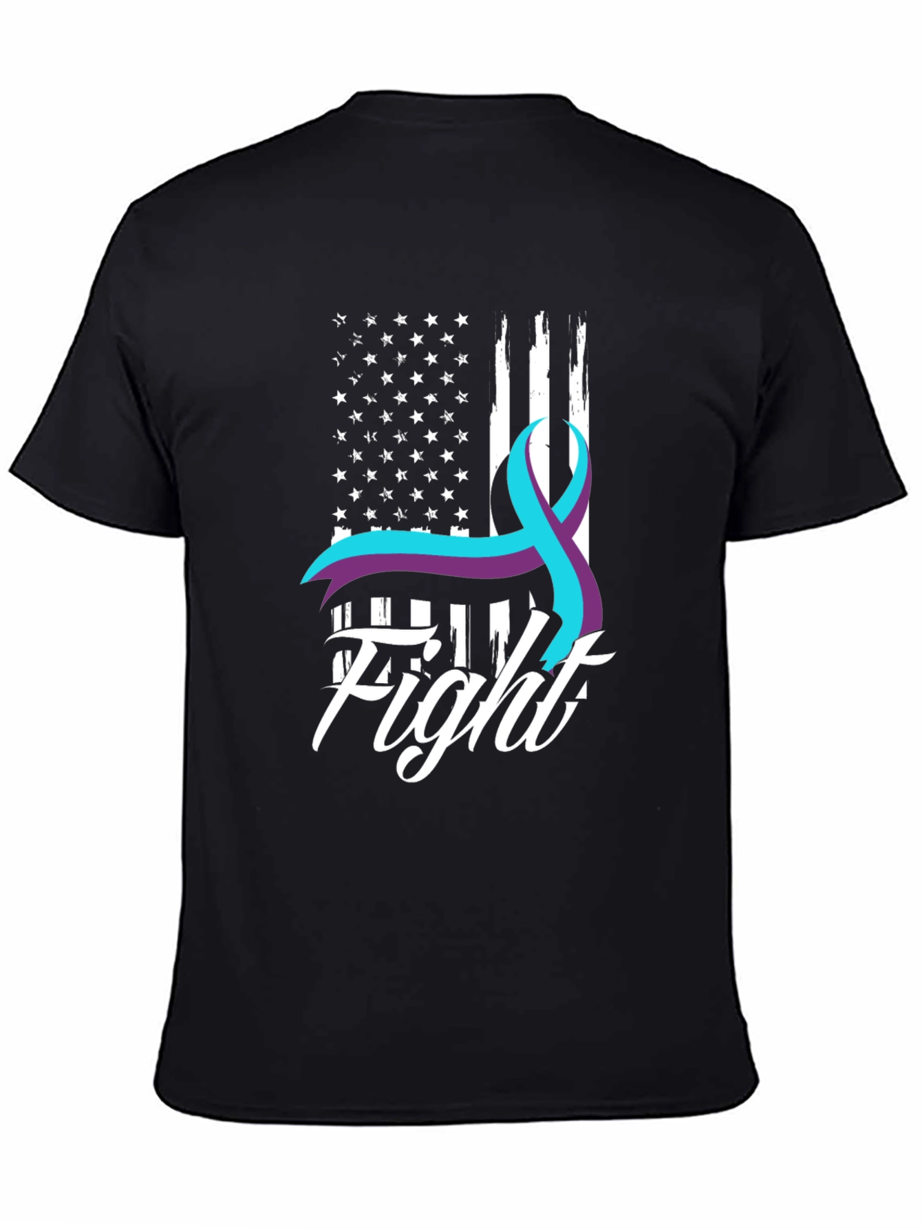 Fight T-Shirt Suicide Prevention Awareness Ribbon USA Flag