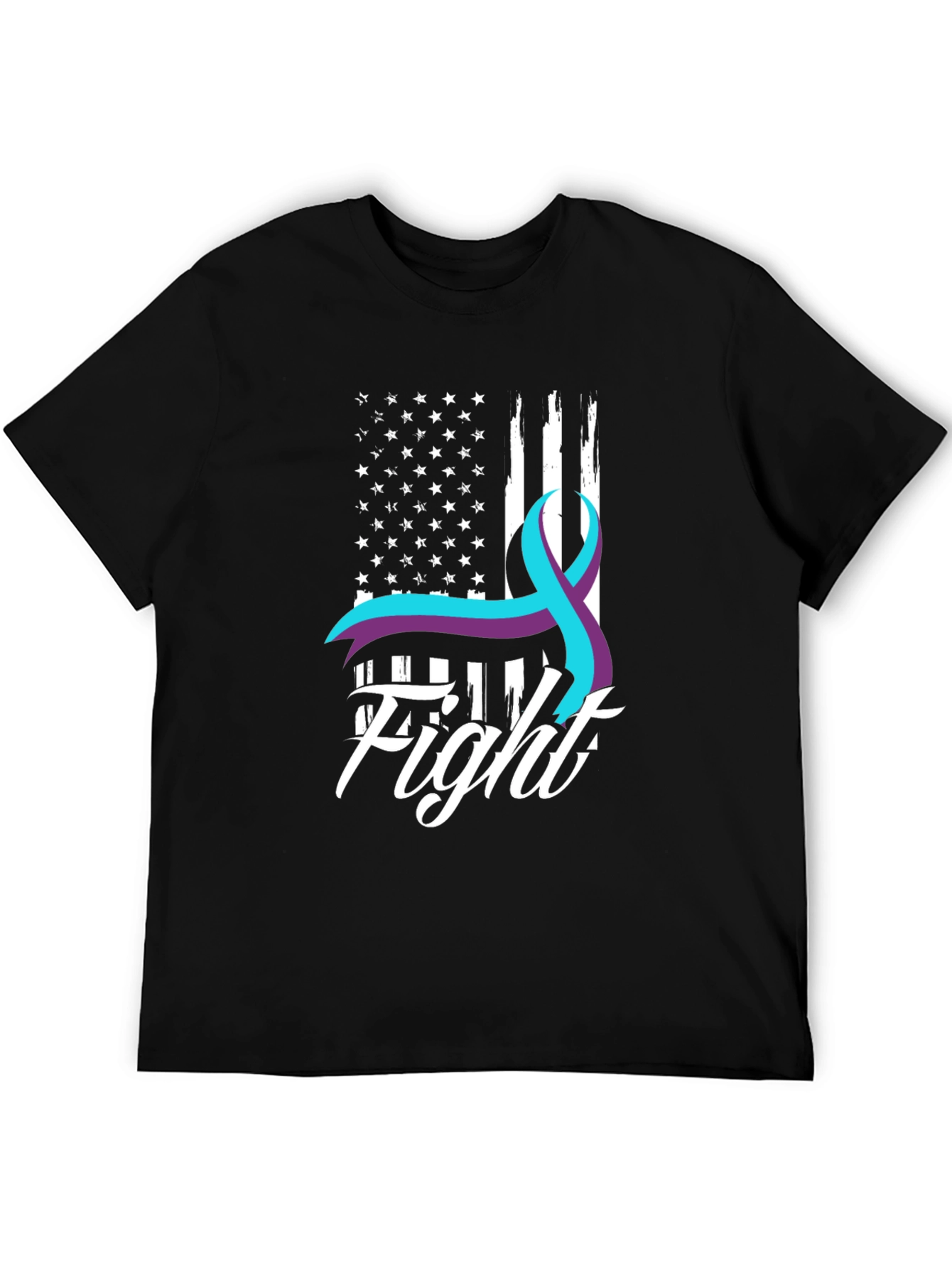 Fight T-Shirt Suicide Prevention Awareness Ribbon USA Flag