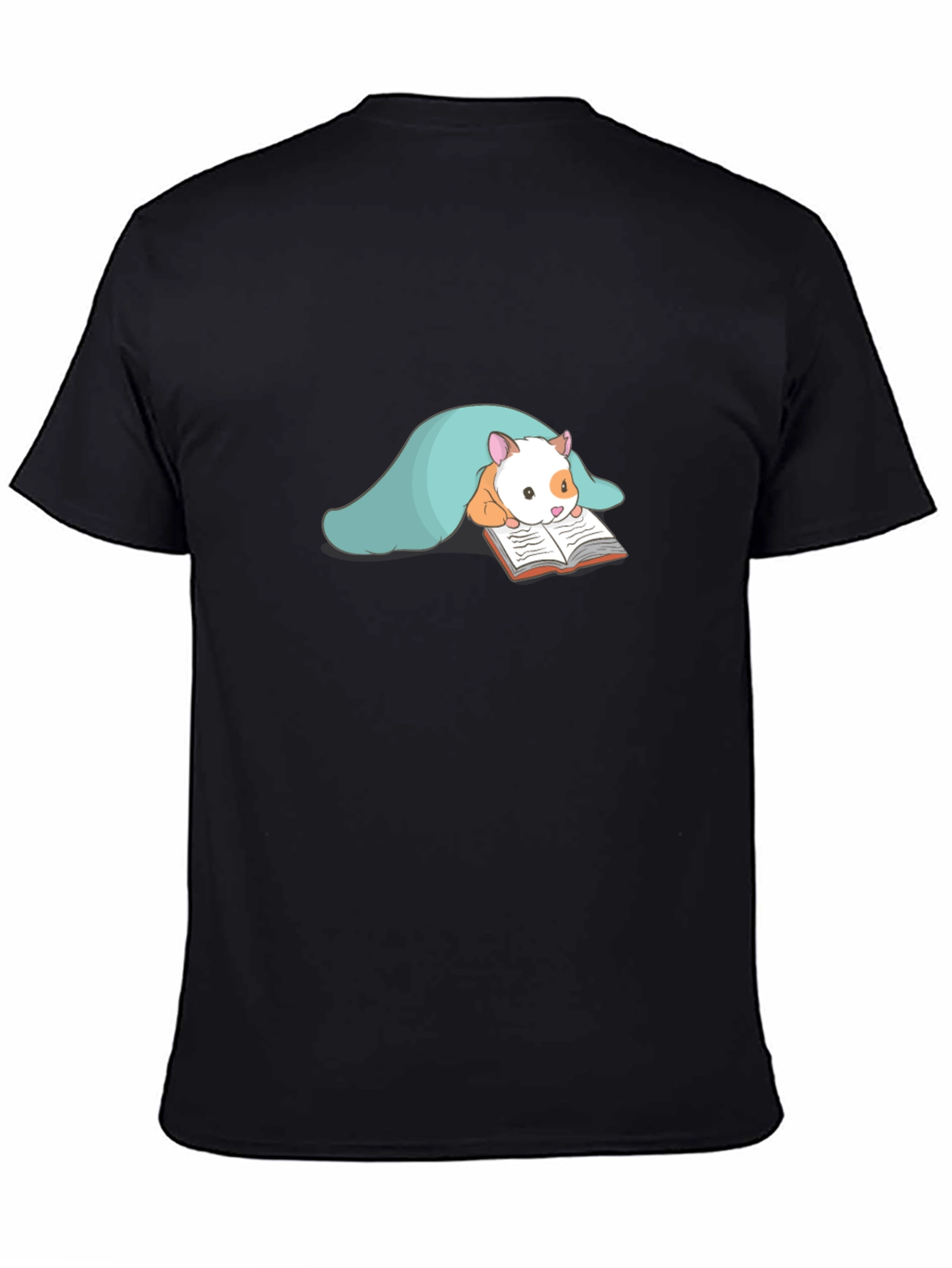Cute Hamster Reading T-Shirt - Black