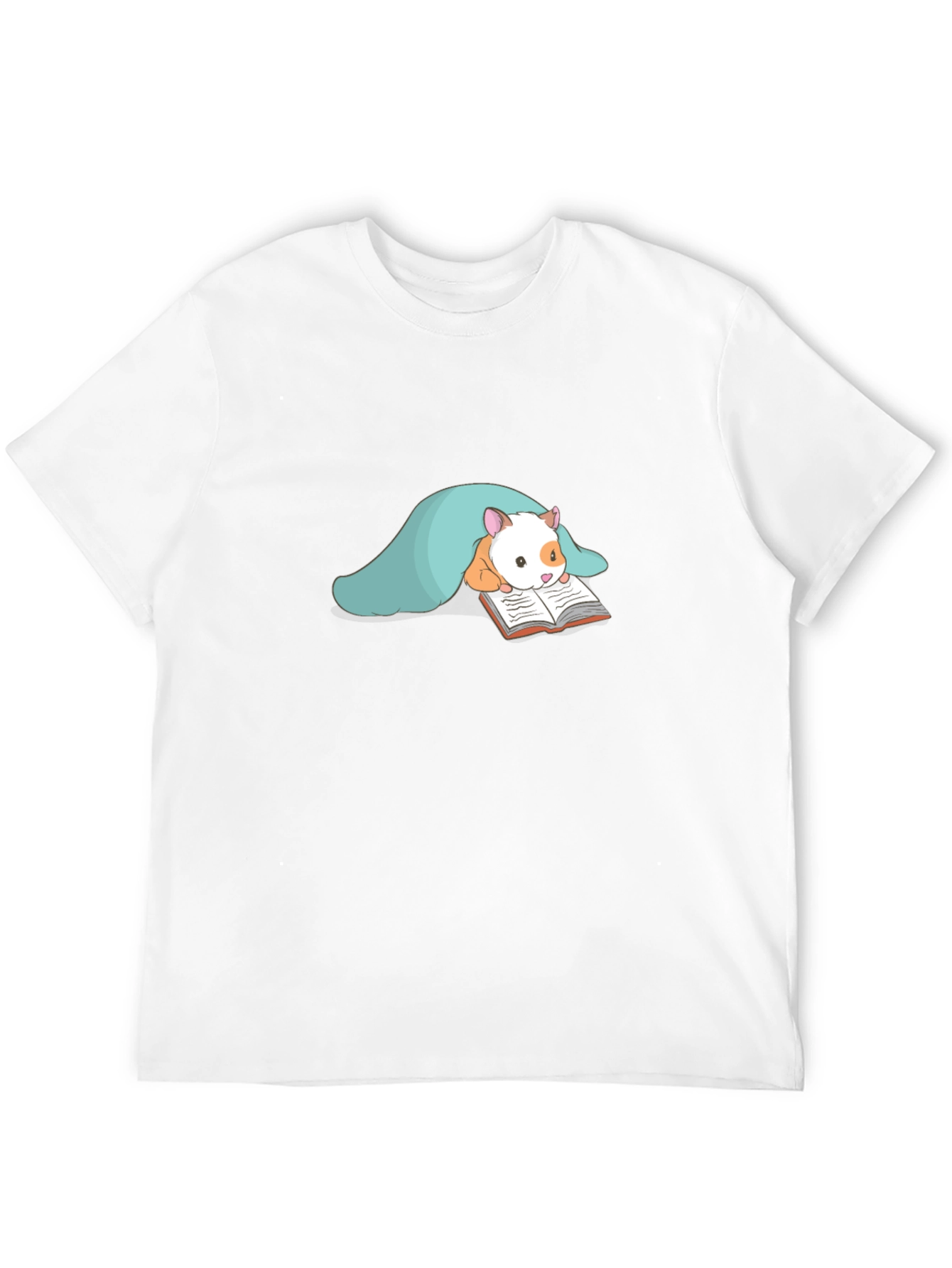 Cute Hamster Reading T-Shirt - Black