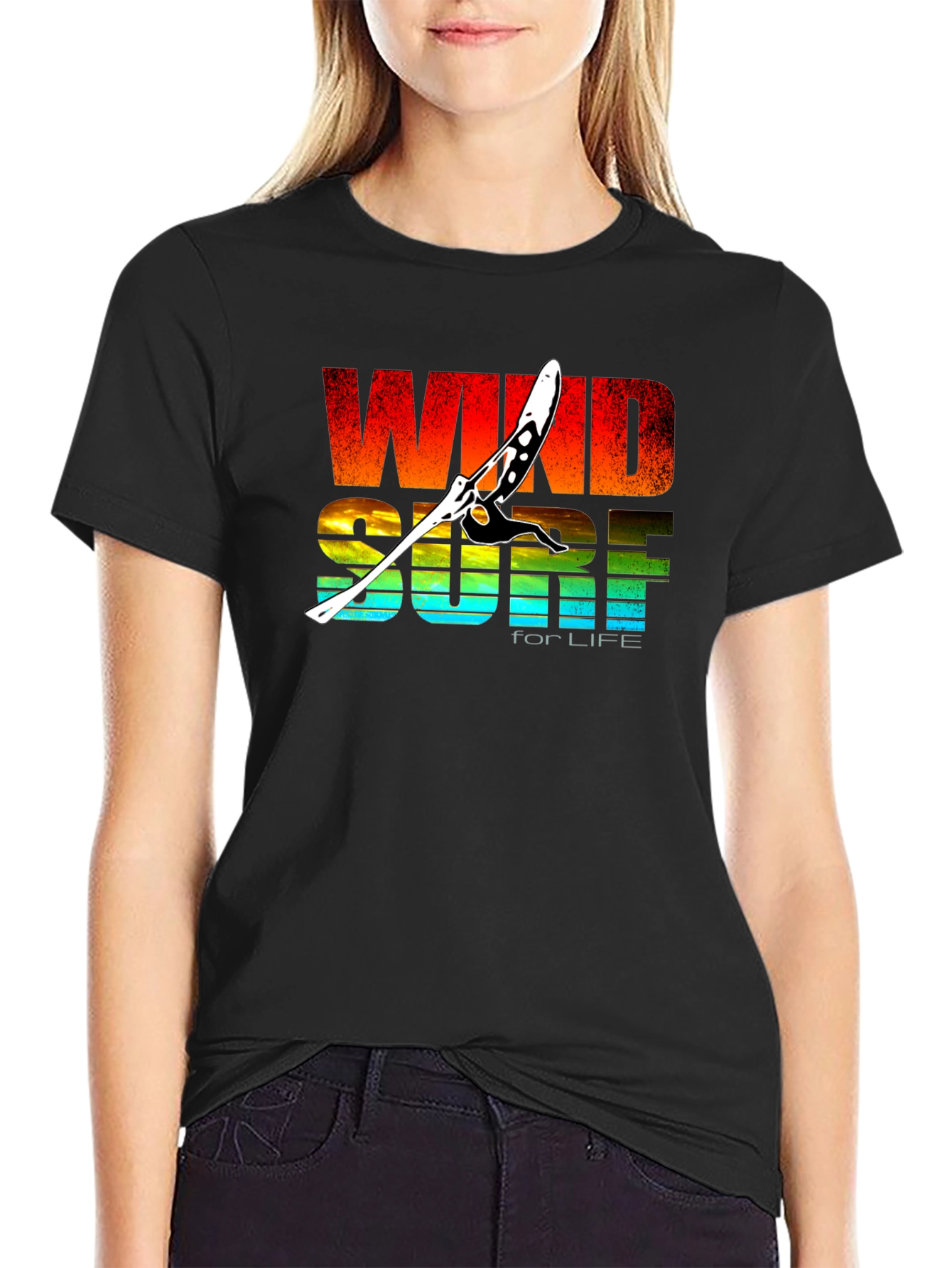Windsurf for Life Black Graphic T-Shirt
