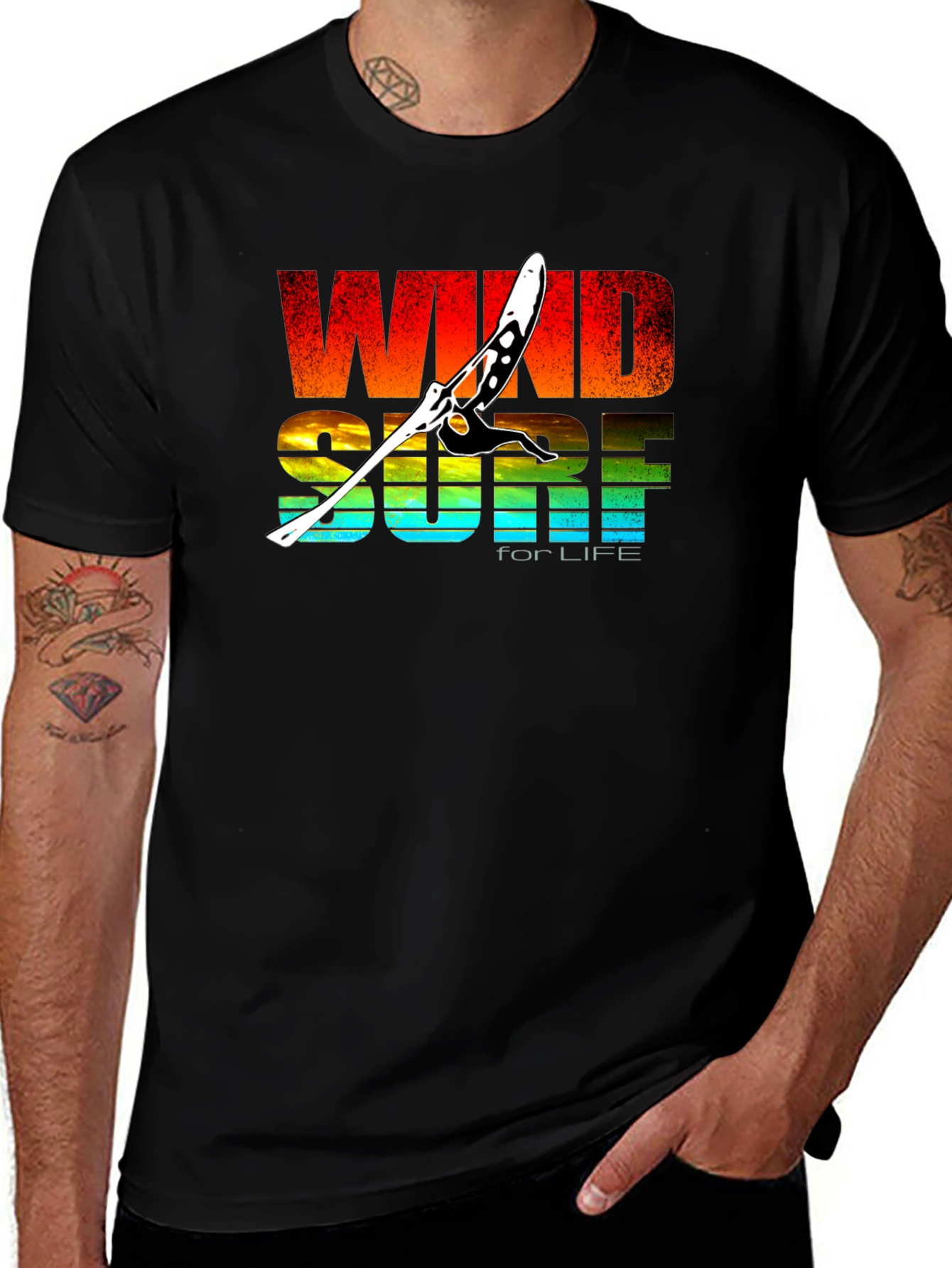 Windsurf for Life Black Graphic T-Shirt