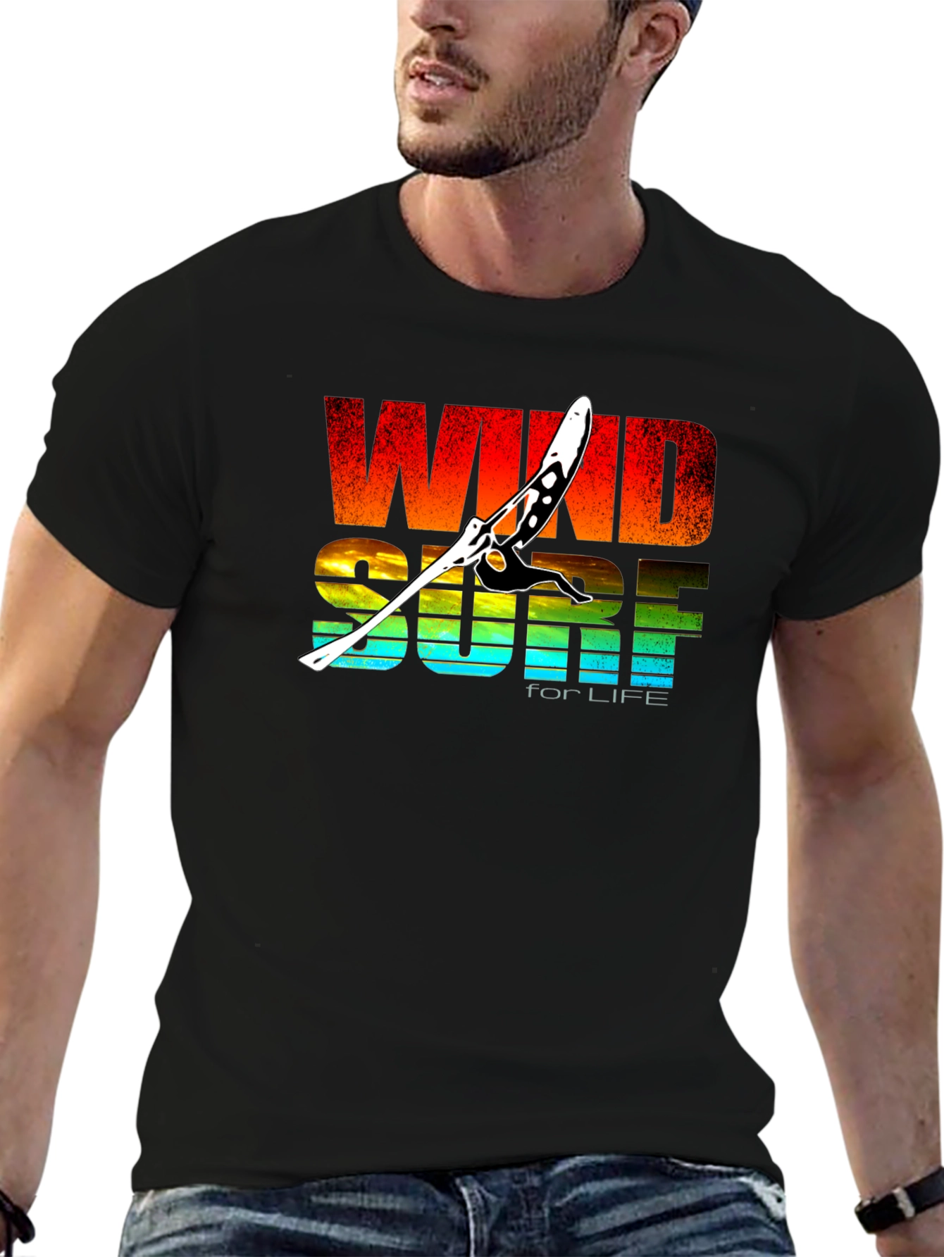 Windsurf for Life Black Graphic T-Shirt