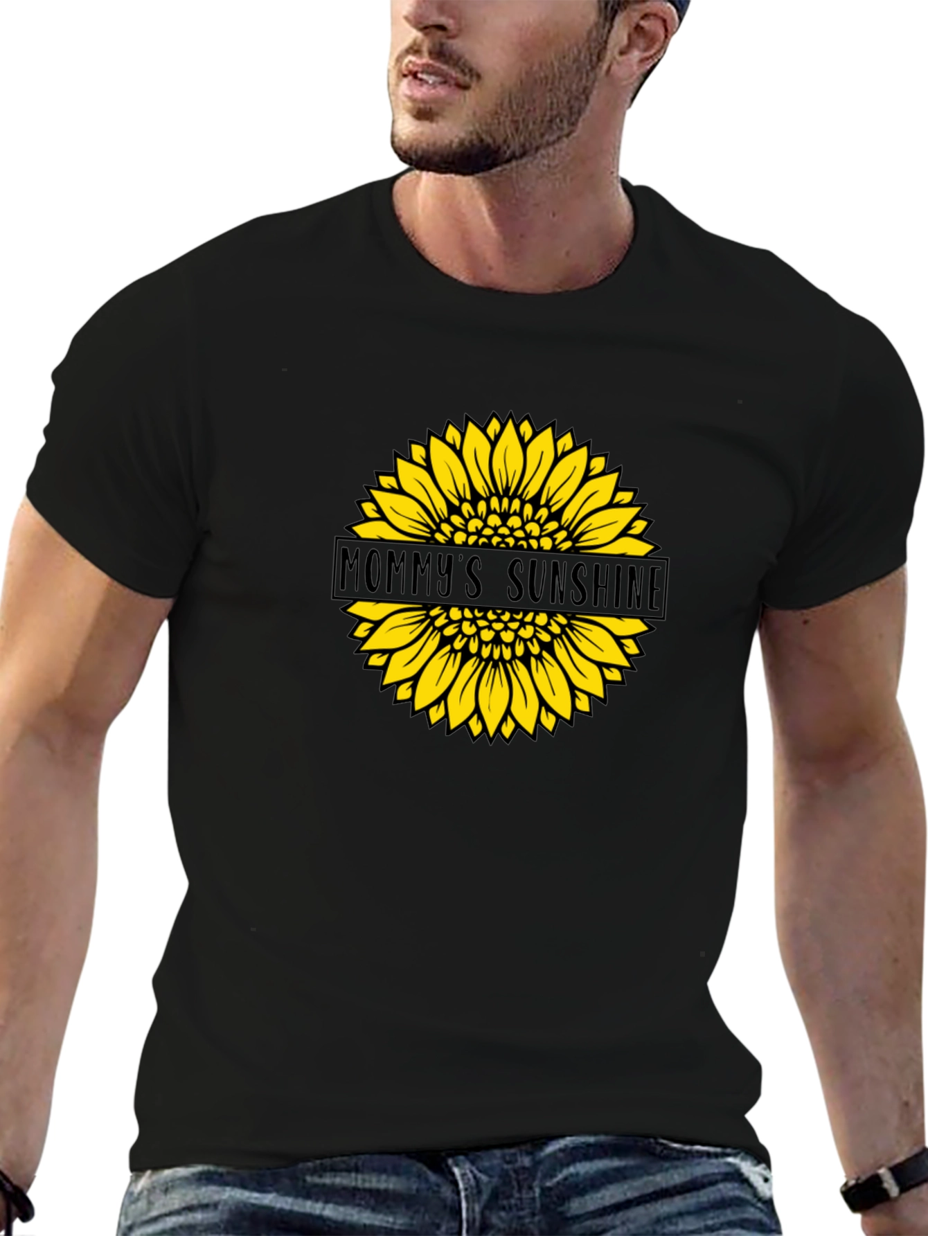 Mommys Sunshine Sunflower Graphic Tee - Black
