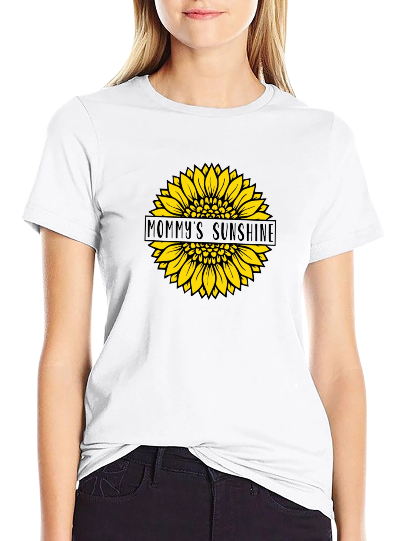 Mommys Sunshine Sunflower Graphic Tee - Black