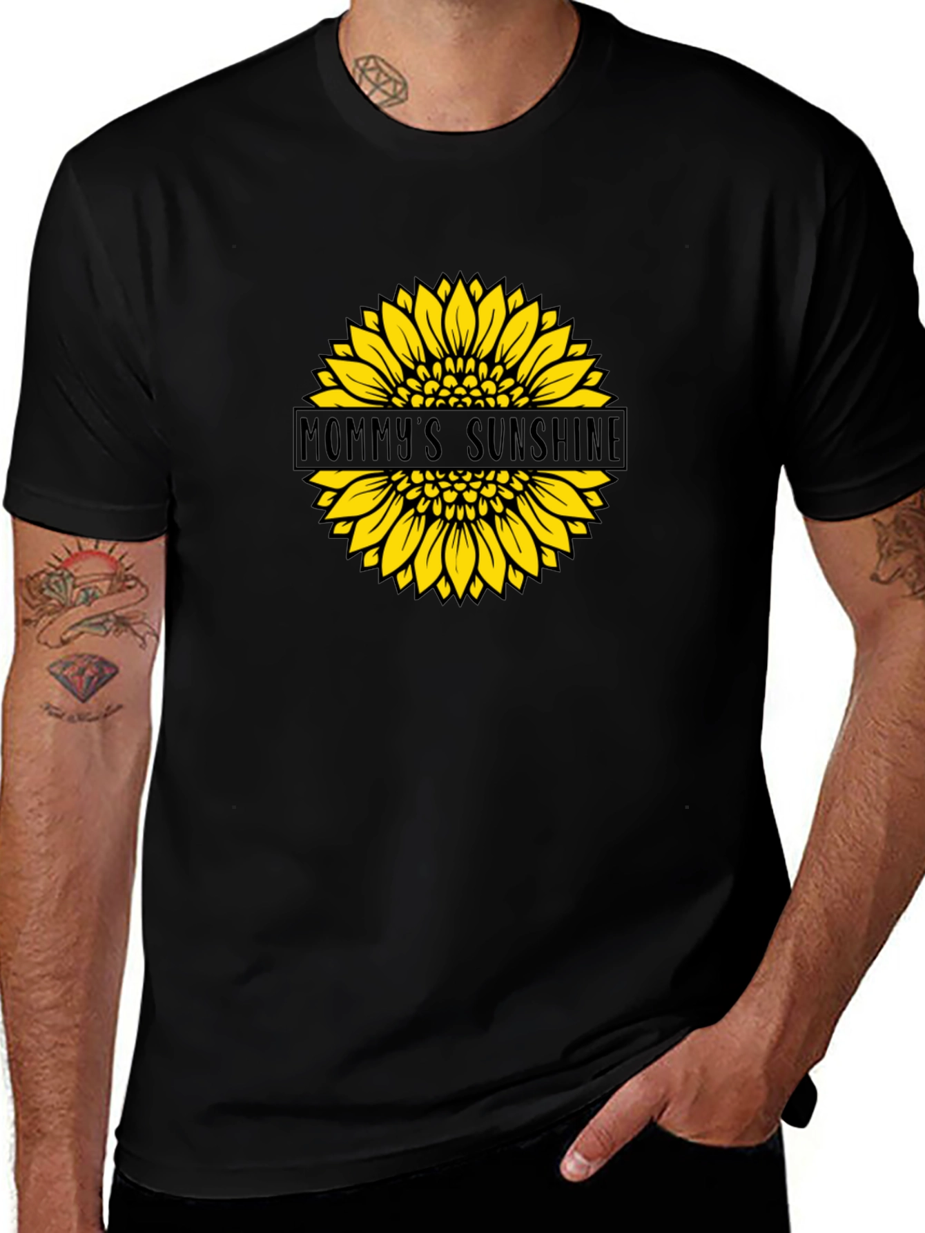 Mommys Sunshine Sunflower Graphic Tee - Black