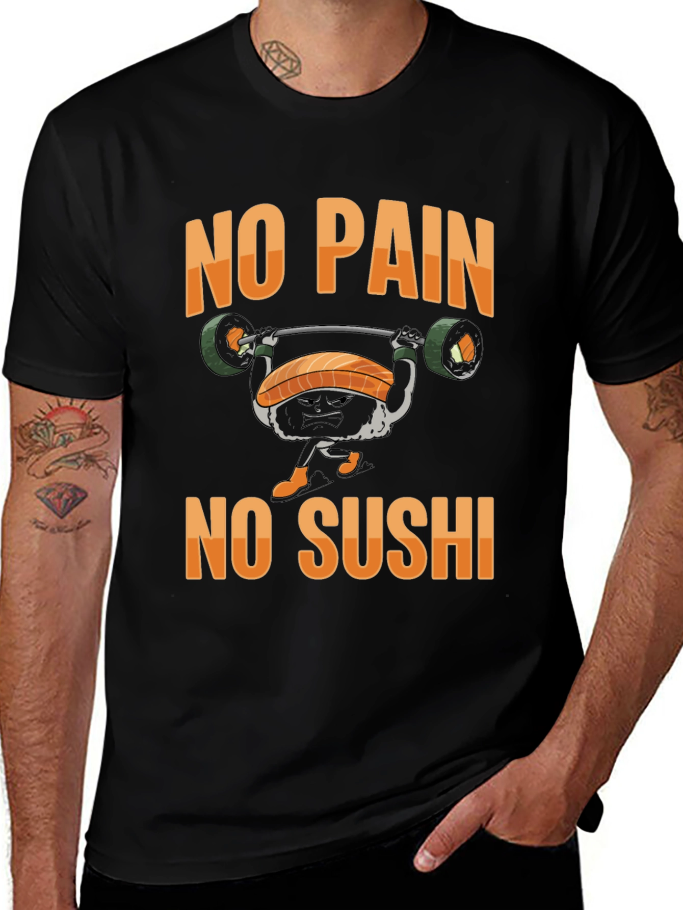 No Pain No Sushi Black T-Shirt