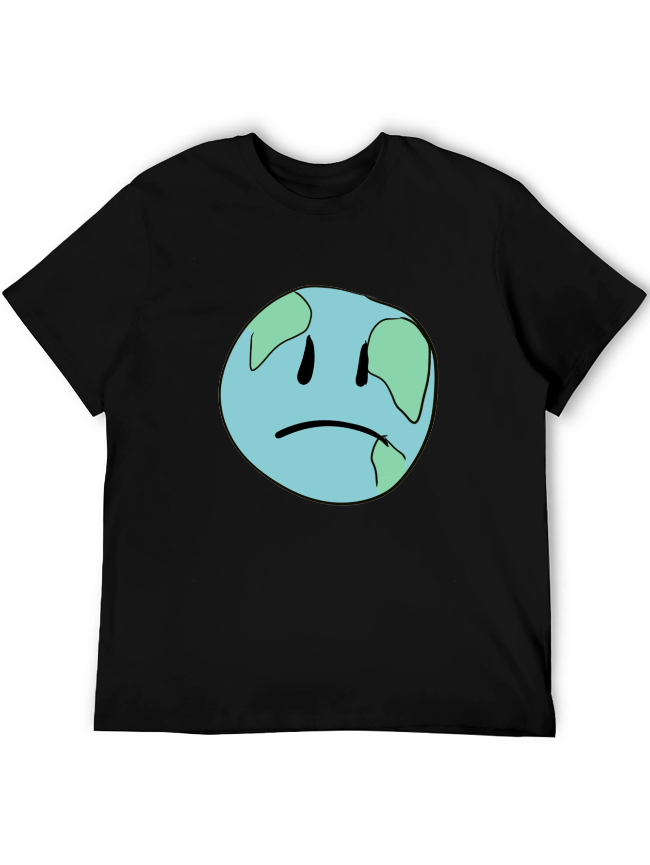 Sad Earth Graphic Black T-Shirt