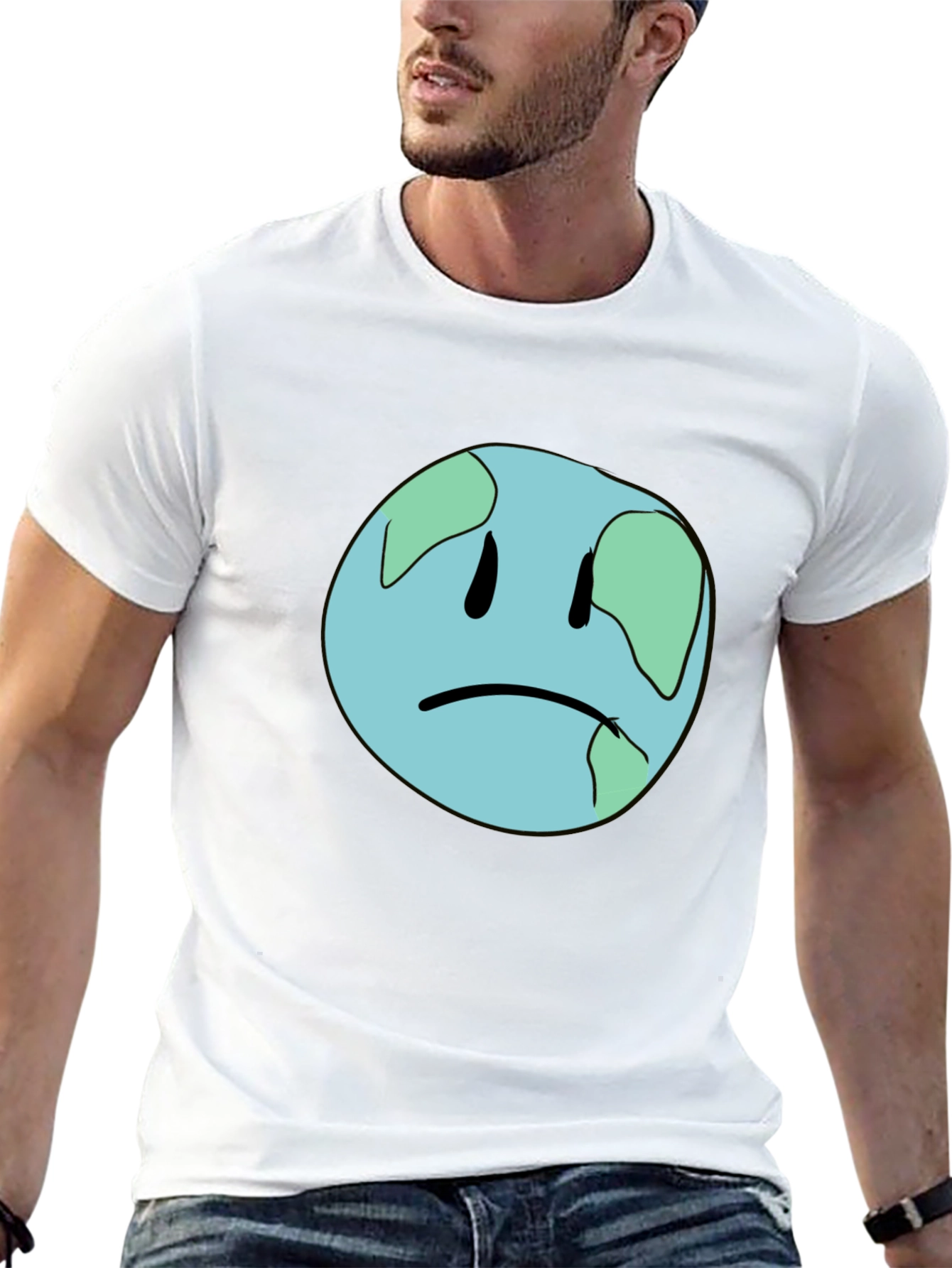 Sad Earth Graphic Black T-Shirt