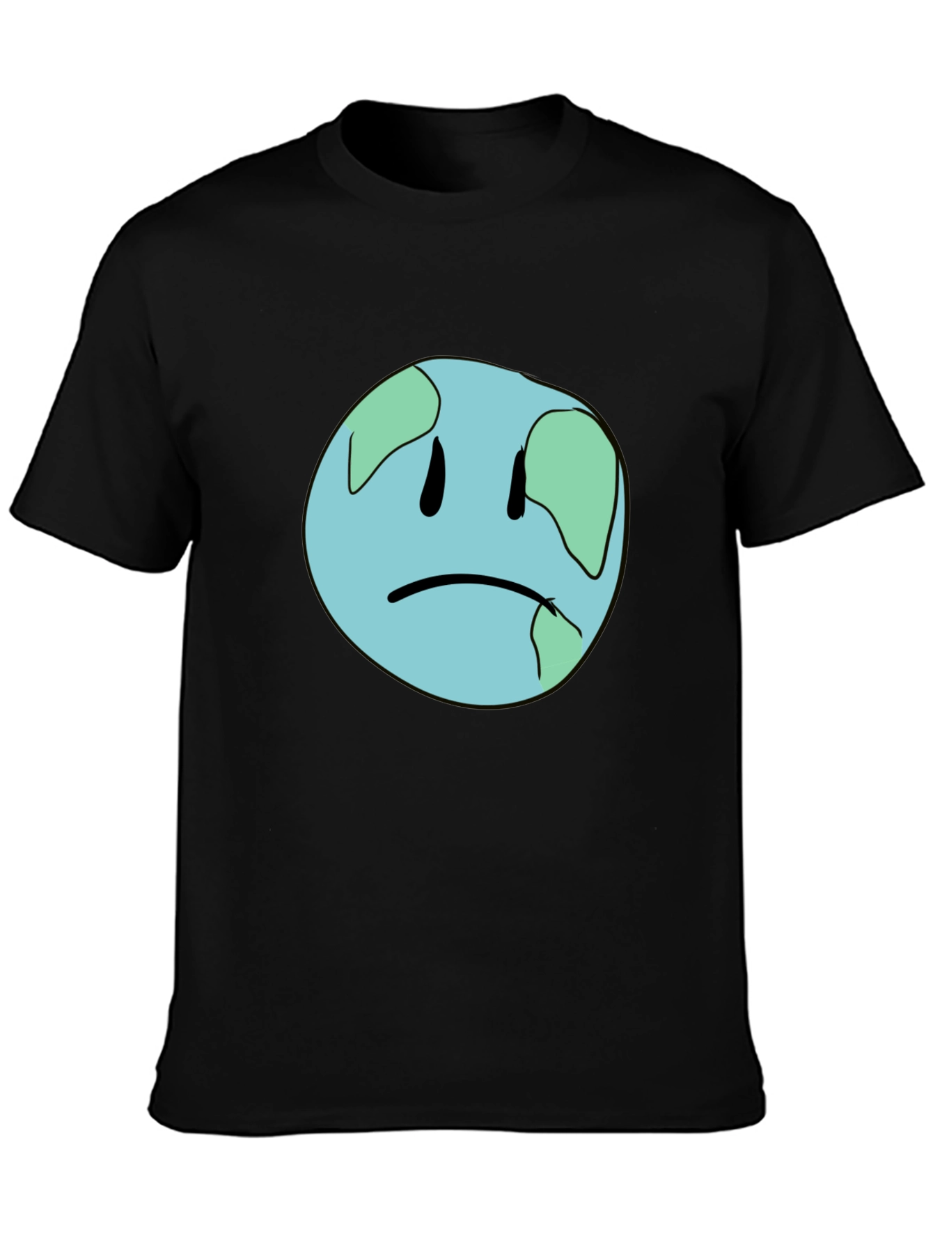 Sad Earth Graphic Black T-Shirt