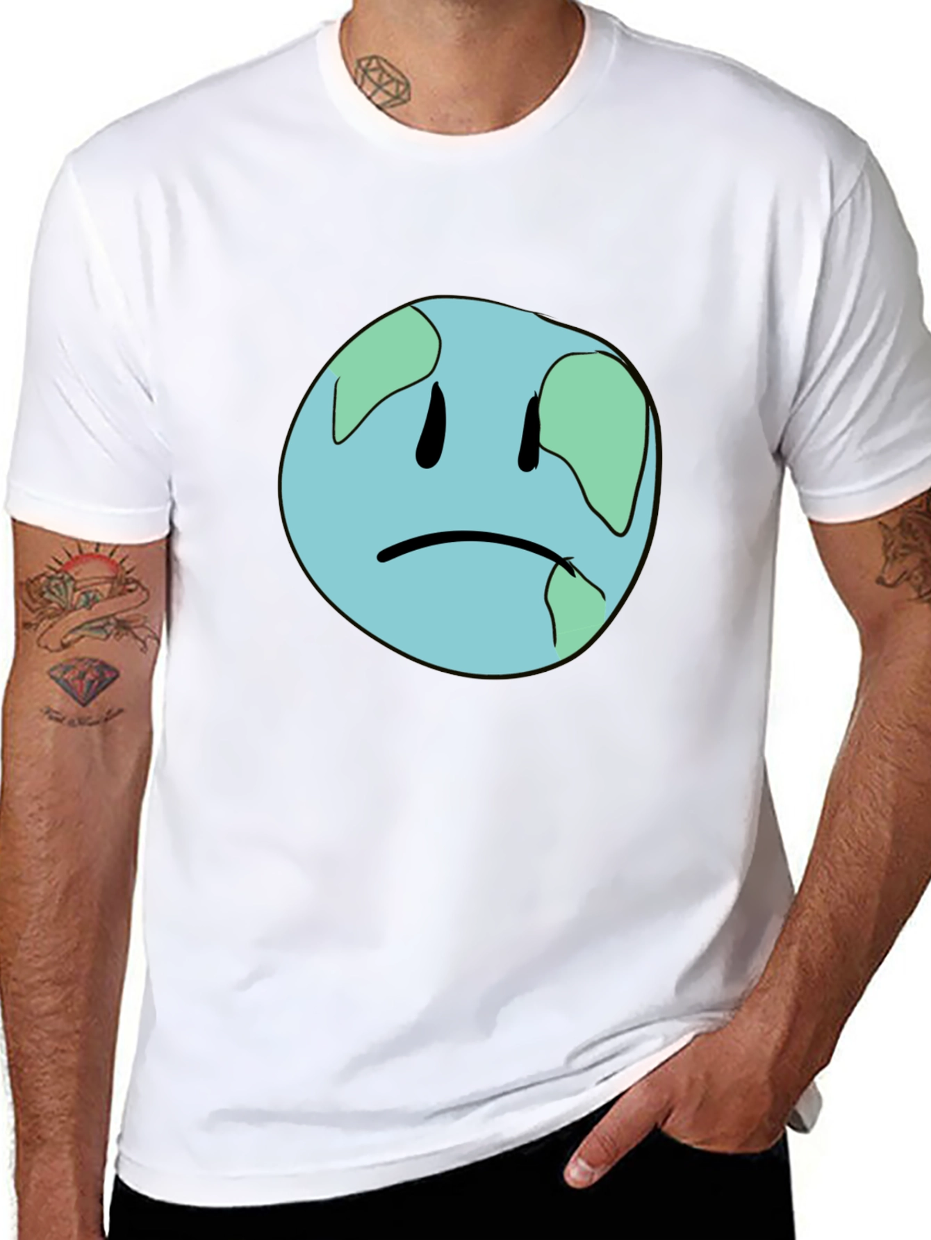 Sad Earth Graphic Black T-Shirt