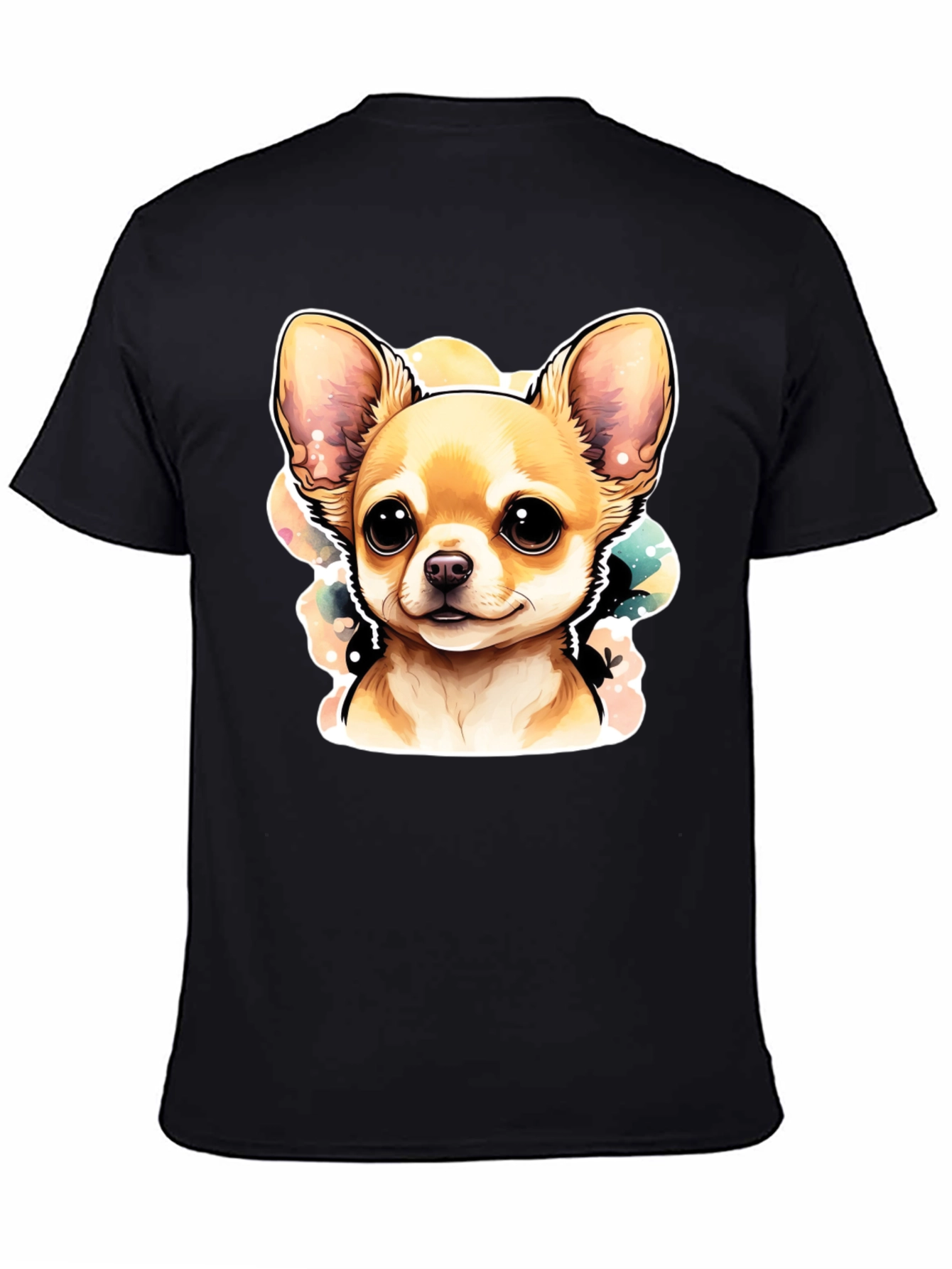 Cute Chihuahua Dog Graphic Black T-Shirt