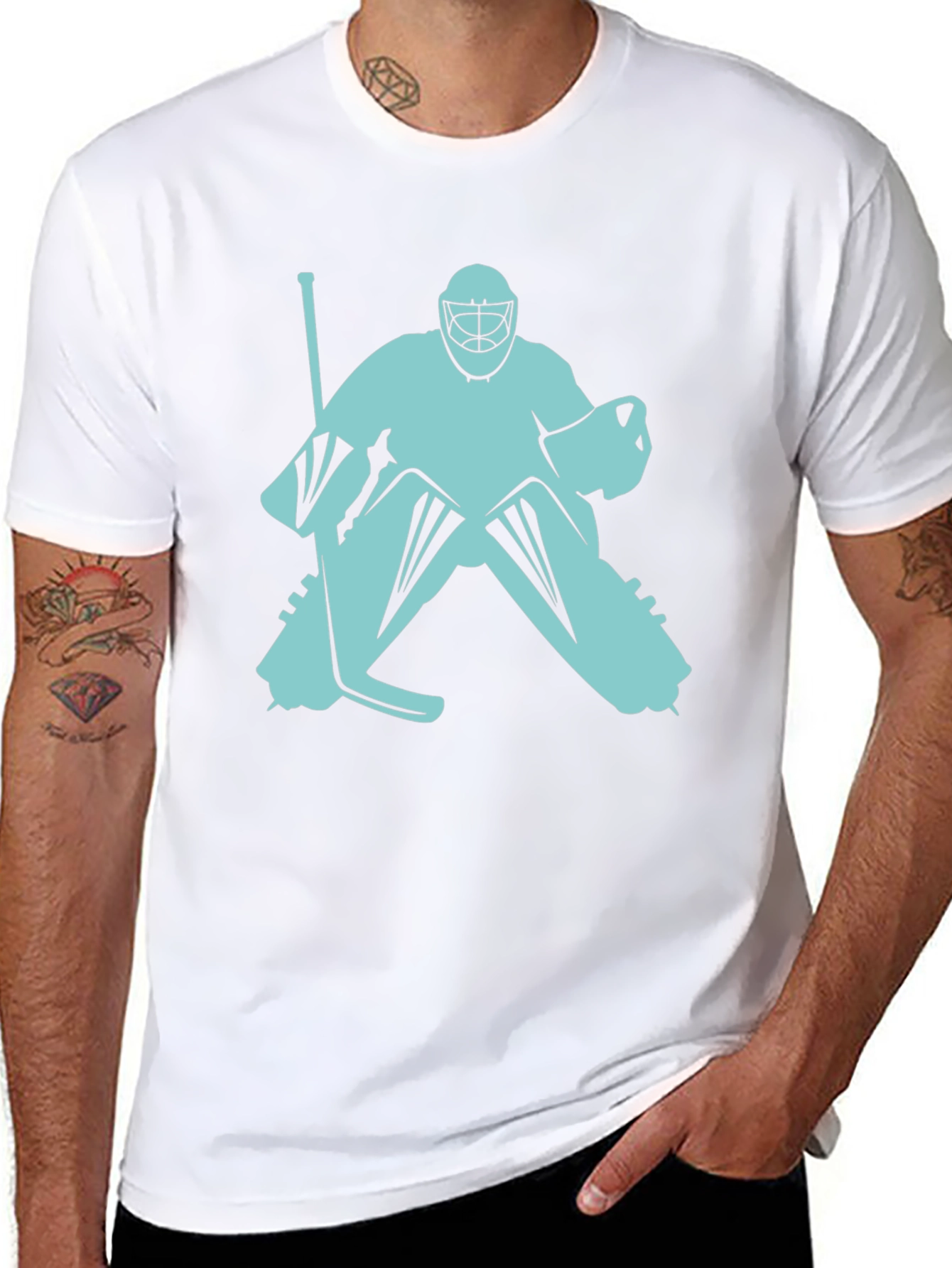Hockey Goalie Graphic Tee - Black Cotton T-Shirt