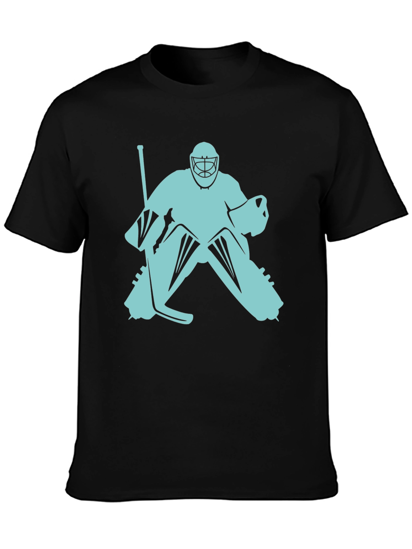 Hockey Goalie Graphic Tee - Black Cotton T-Shirt