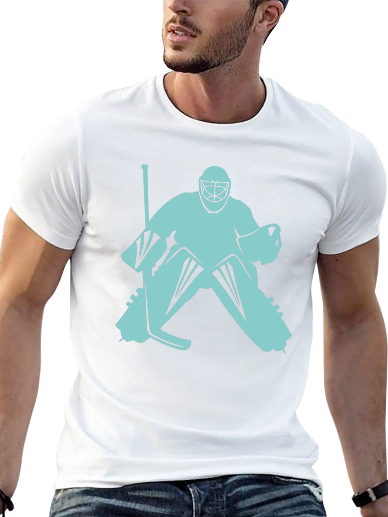 Hockey Goalie Graphic Tee - Black Cotton T-Shirt