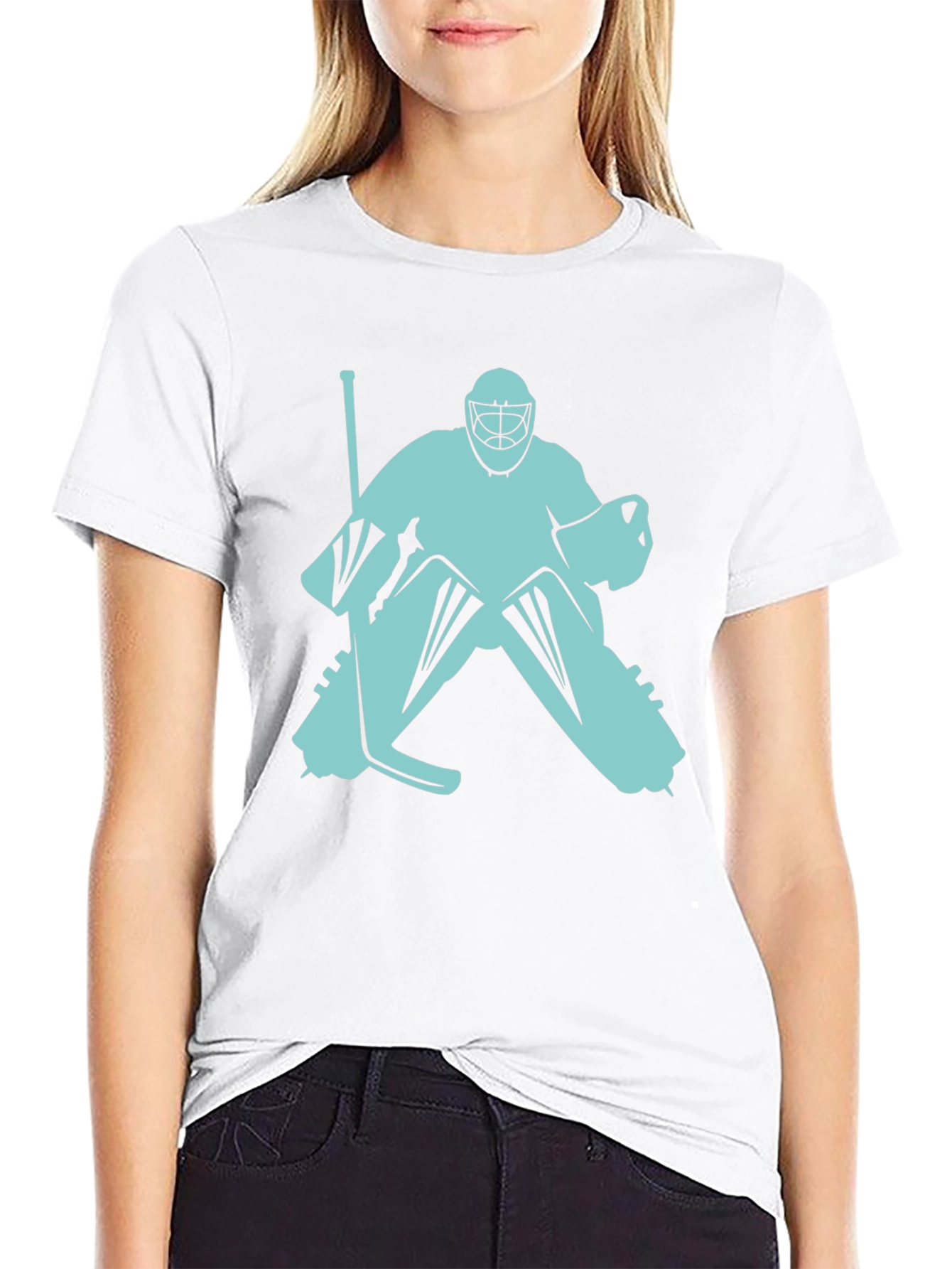 Hockey Goalie Graphic Tee - Black Cotton T-Shirt