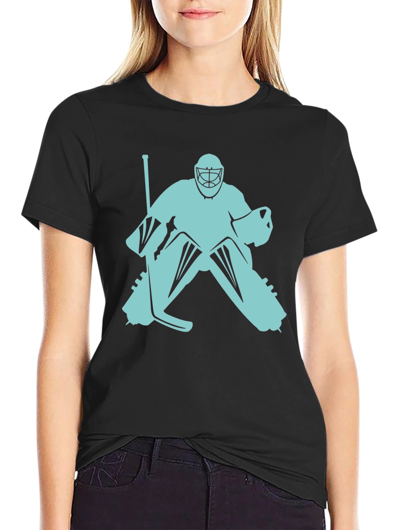 Hockey Goalie Graphic Tee - Black Cotton T-Shirt
